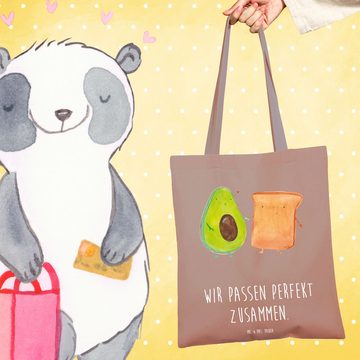 Mr. & Mrs. Panda Tragetasche Avocado Toast - Braun Pastell - Geschenk, Beutel, Beuteltasche, Vegan (1-tlg), Lange Tragegriffe