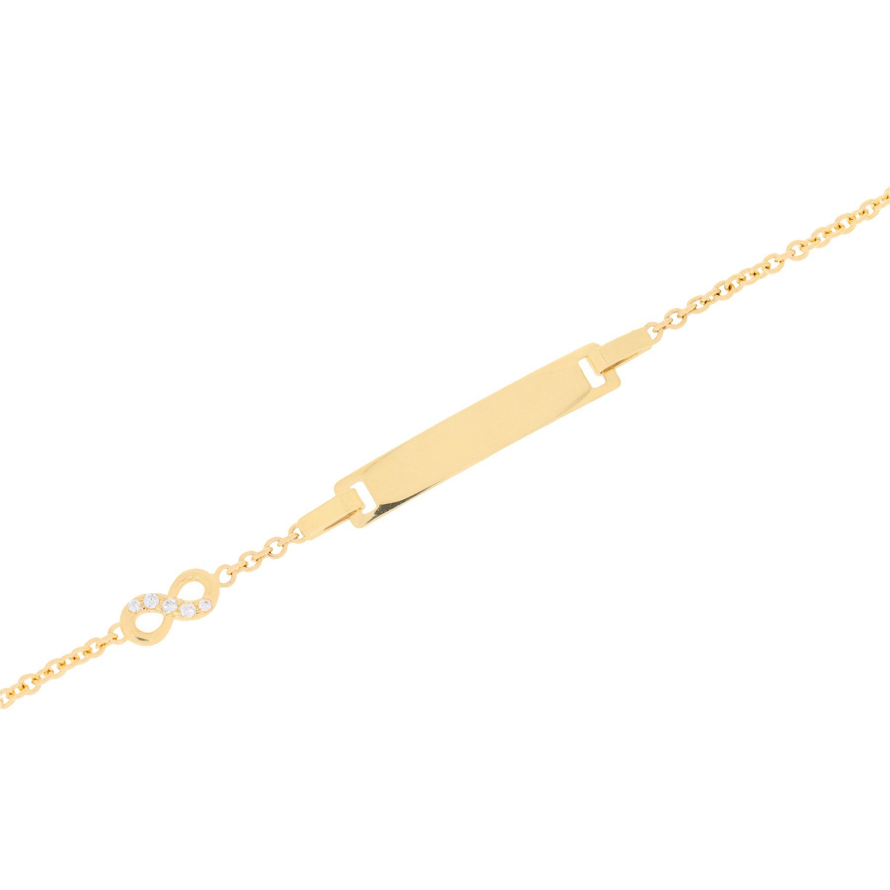 Goldarmband 585 Gelbgold Kinder ID Armband Infinity Zirkonia