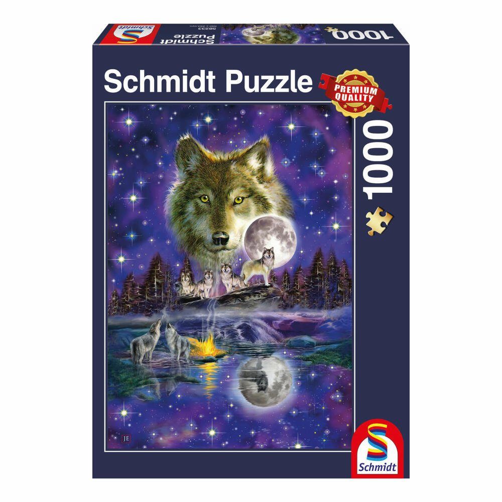 Schmidt Spiele Puzzleteile im Puzzle 1000 Mondlicht, Wolf