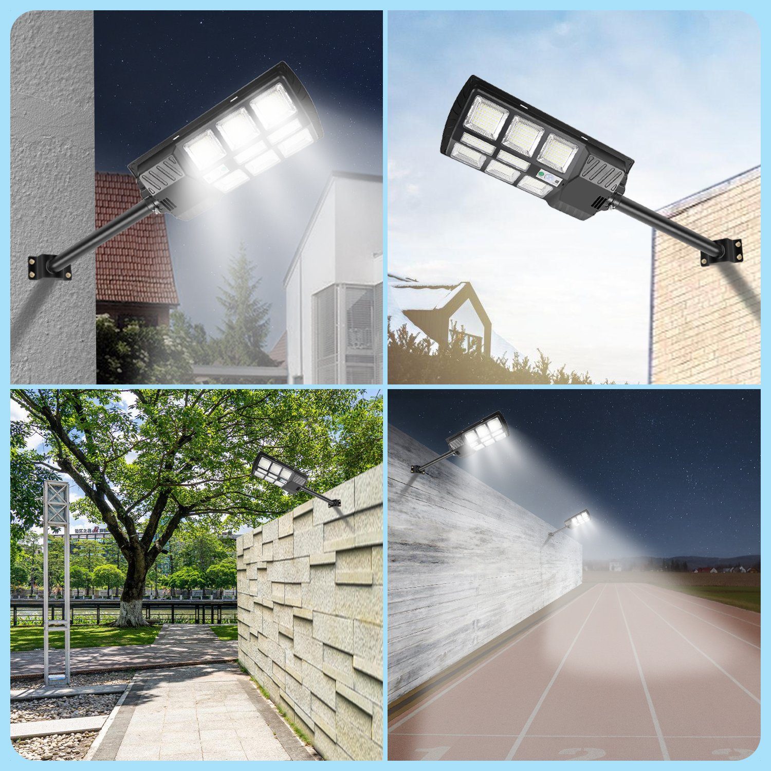 Lospitch LED Solarleuchte Straßenlampe LED Solar Straßenlaterne Bewegungsmelder mit Gartenlampe