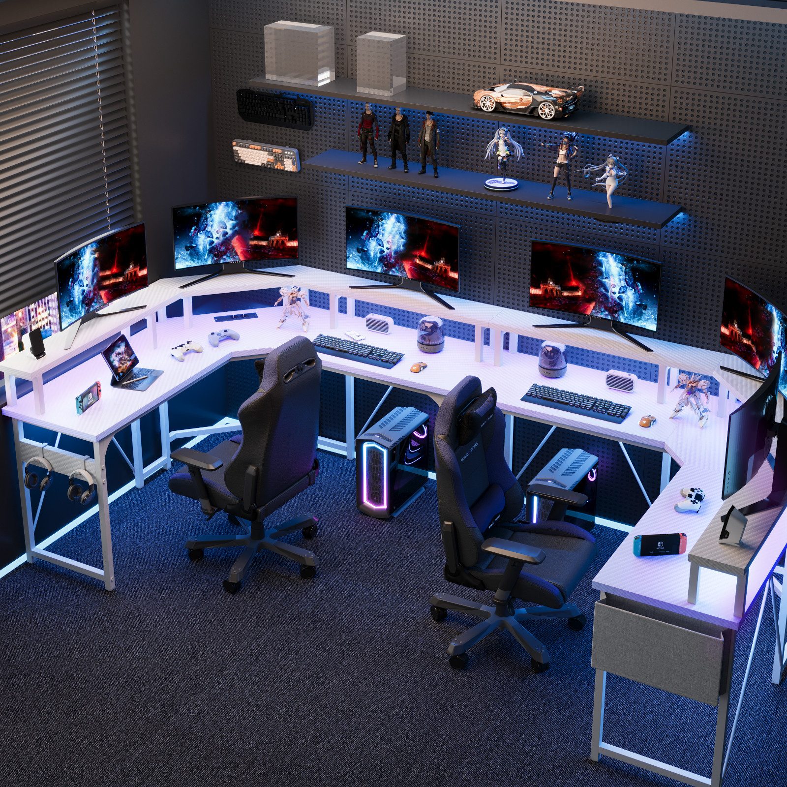 HOMALL Eckschreibtisch 153*153CM Eckspieltisch mit LED, günstig online kaufen