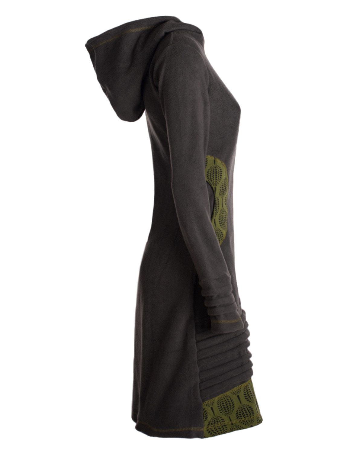 Vishes Kapuzenfleecejacke Damen Kapuzenjacke lang Fleece Hippiemantel Übergangsjacke Hoodie, Retro Style, Alternative Bekleidung