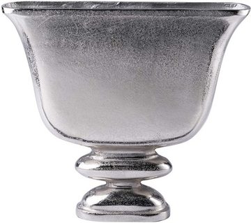 MichaelNoll Dekovase Vase Blumenvase Gefäß Pokalvase Dekovase Aluminium Silber, Deko Modern aus Metall, Wohnzimmer und Küche, 42 cm