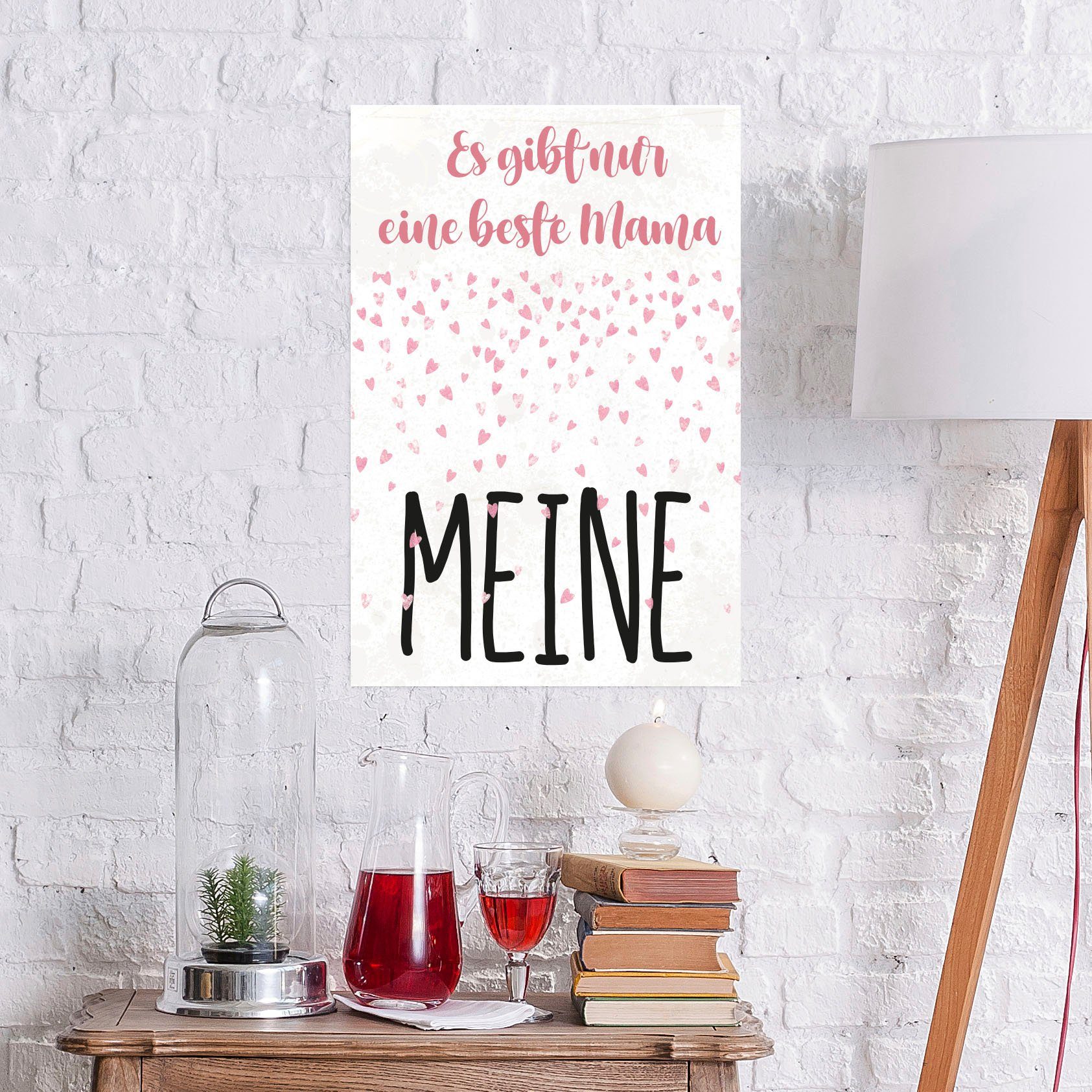 queence Metallbild Meine Mama, Herzen, Schriftzug, Schriftzüge (1 St