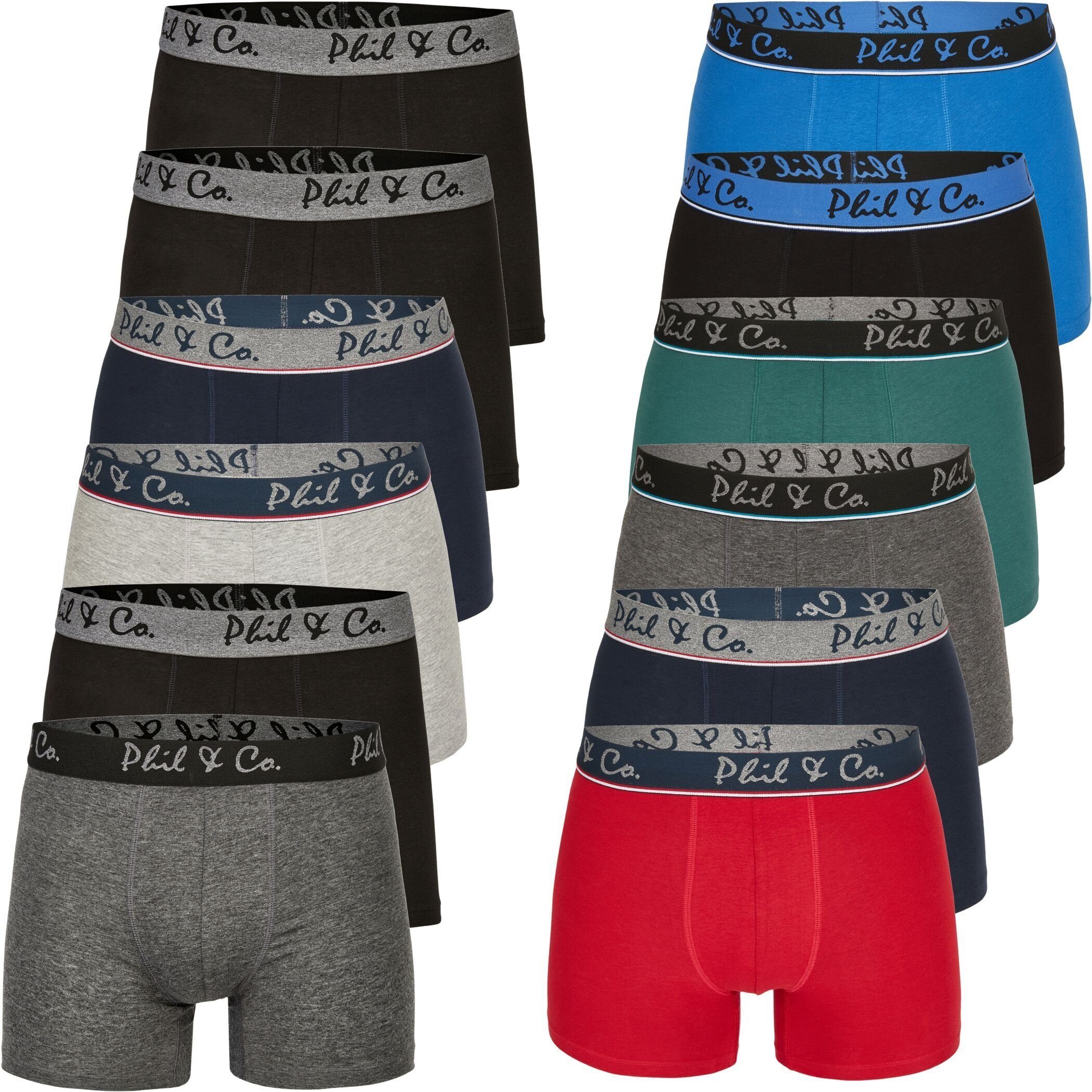 Phil & Co. Boxershorts 12 Pack Phil & Co Berlin Jersey Boxershorts Trunk Short Pant FARBWAHL (1-St) DESIGN 02