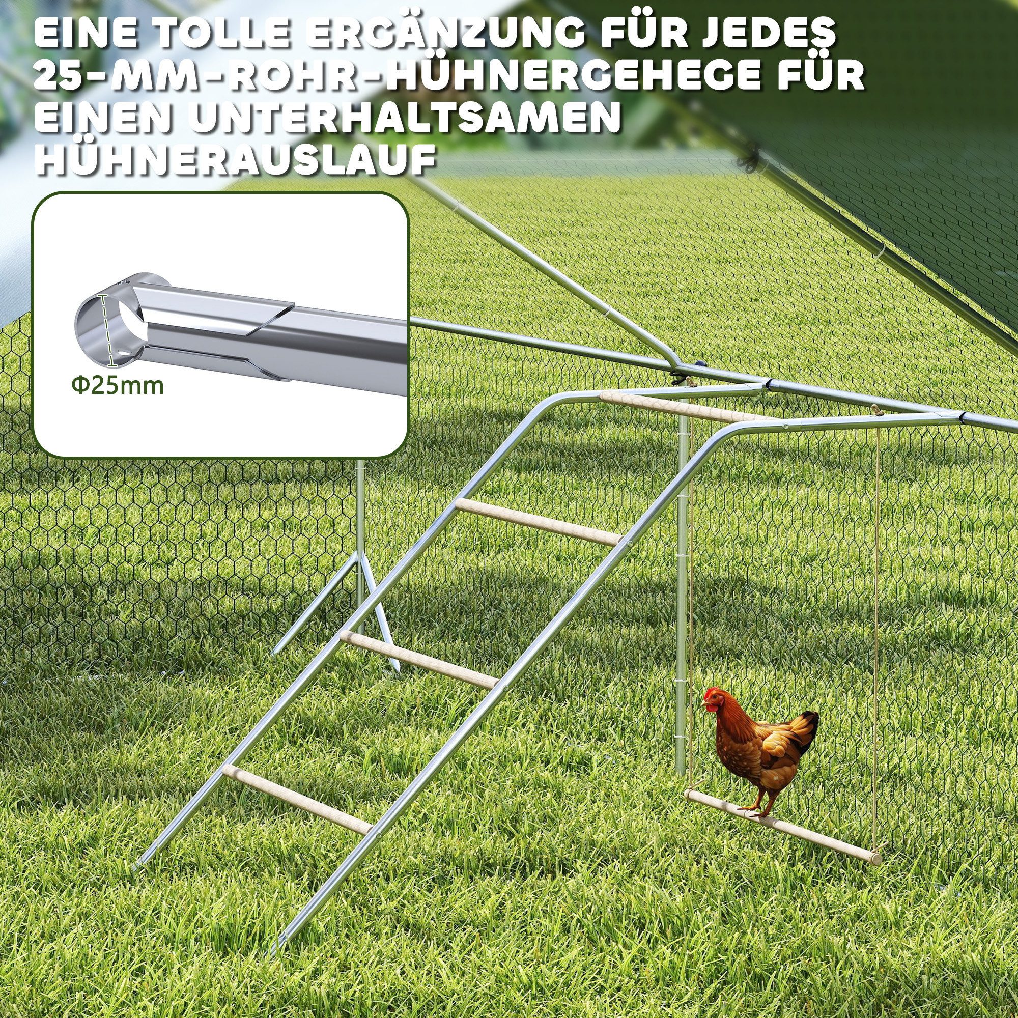 PawHut Hühnerstall Hühner Spielgerüst aus Holz, verstellbar Schaukel für 4-6 Hühnern, Hühner-Spielgerüst mit Schaukel – Bild 5 von 5