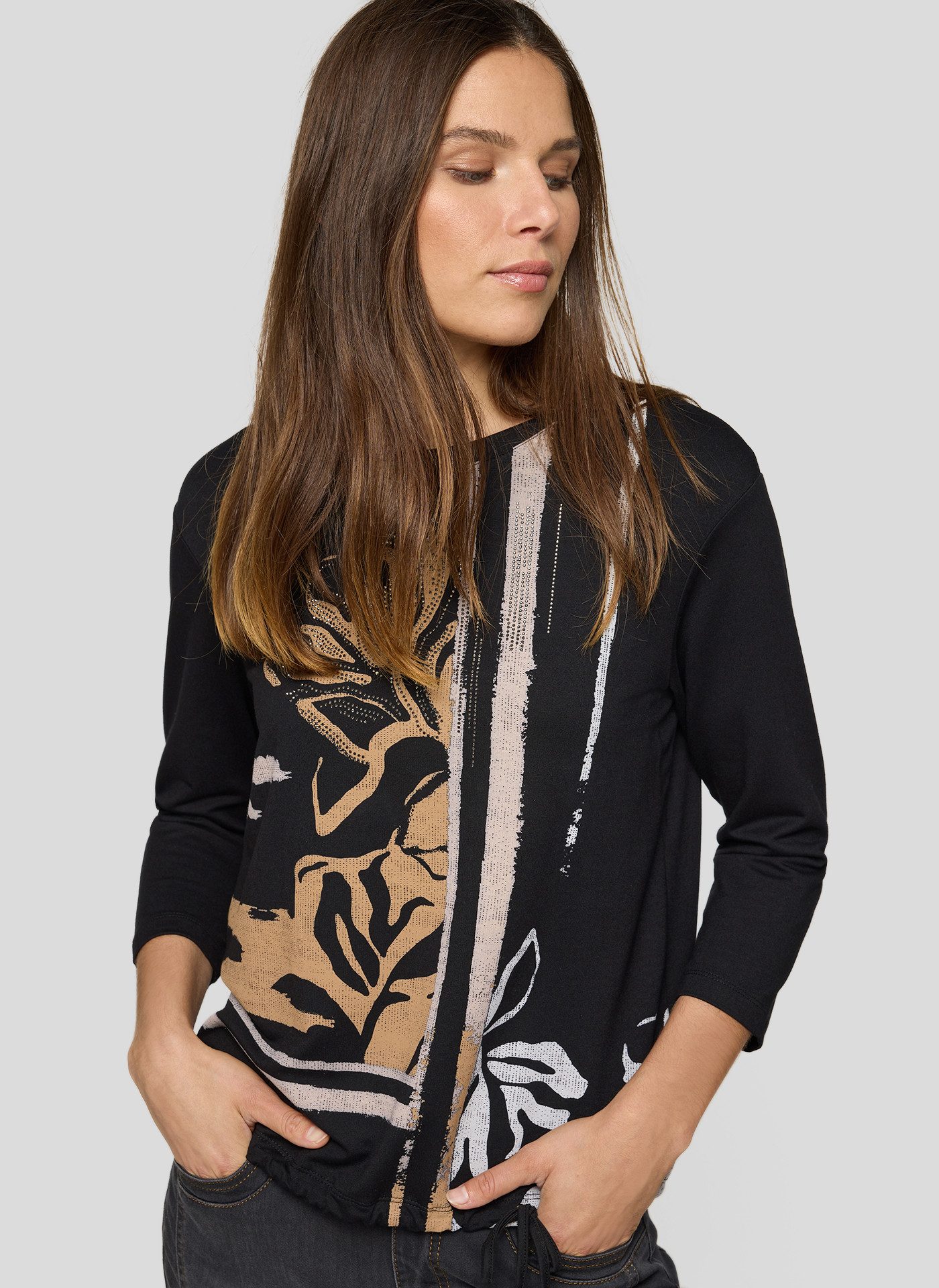 Rabe 3/4-Arm-Shirt mit Frontprint und Nieten günstig online kaufen