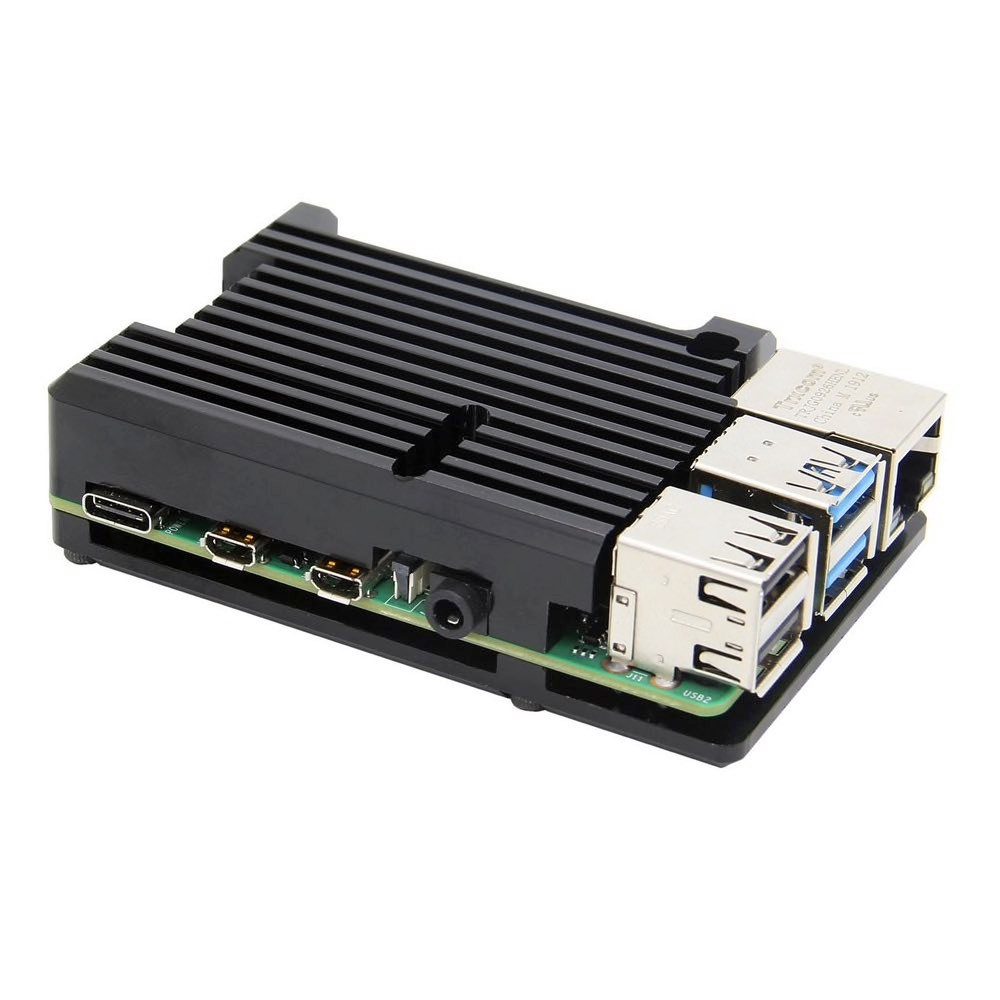 PC-Gehäuse BerryBase Armor Gehäuse für Raspberry Pi 4, Aluminium, schwarz