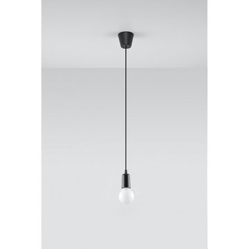 SOLLUX lighting Wandleuchte Hängelampe Pendelleuchte DIEGO 1 schwarz, 1x E27, ca. 9x9x90 cm