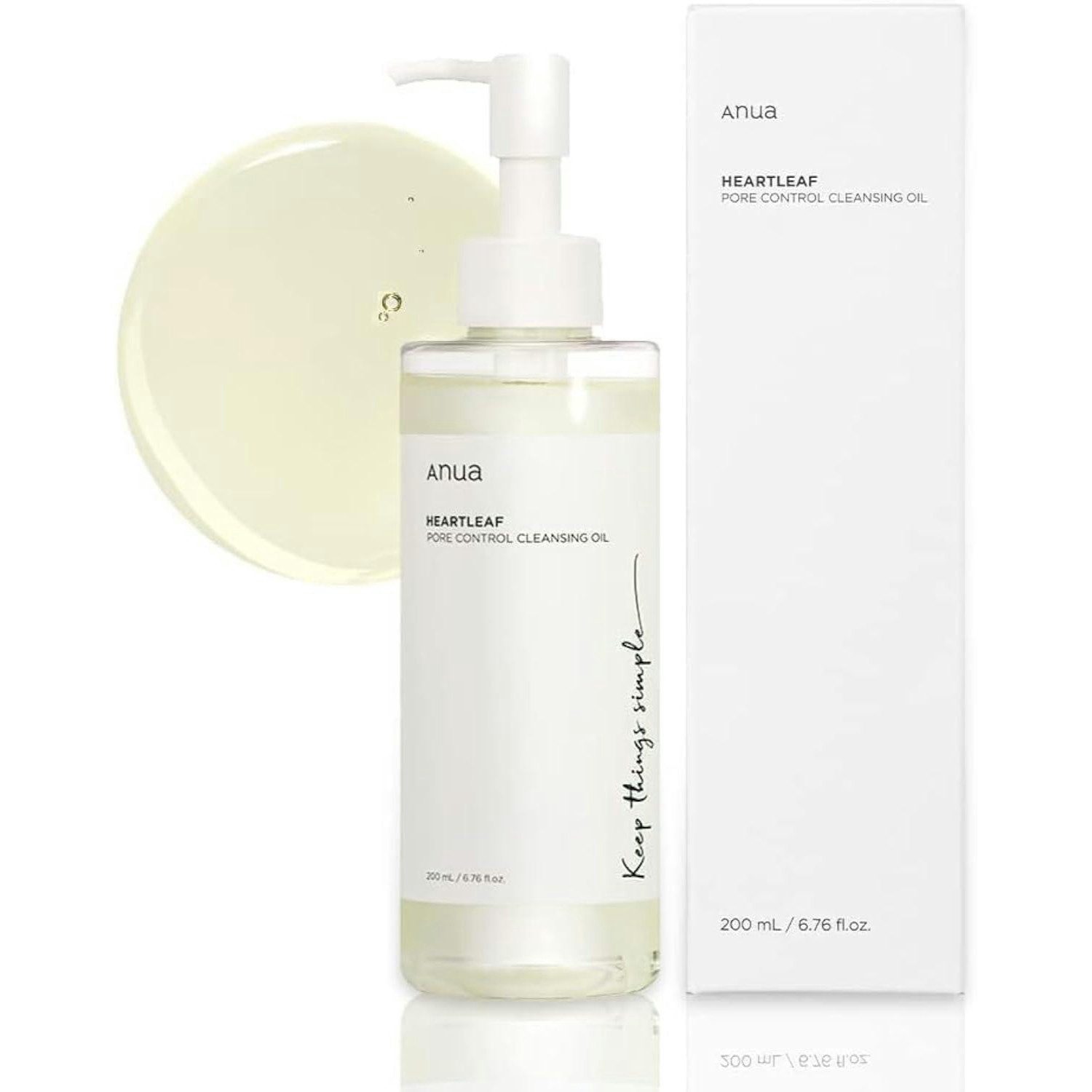 Anua Gesichts-Reinigungsöl Heartleaf Pore Control Cleansing Oil 200ml – Sanftes Reinigungsöl mit, Herzblatt-Extrakt zur porentiefen Reinigung, entfernt Make-up