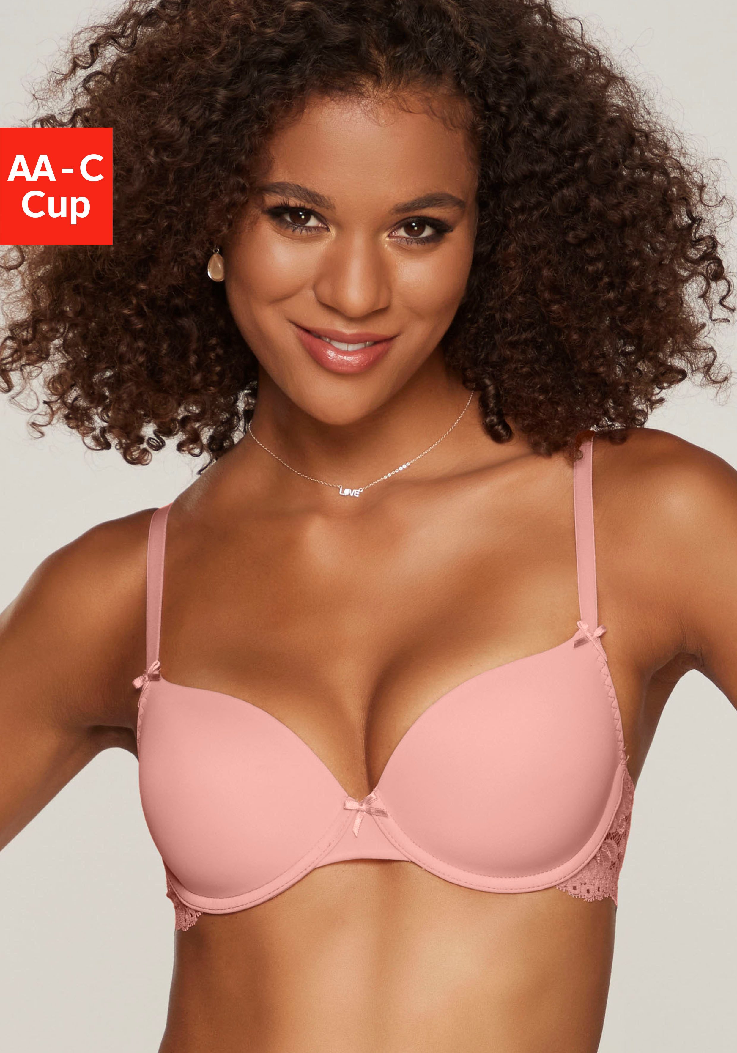 Nuance by Lascana Schalen-BH, BH mit Bügel, mit Spitzenrücken & nahtlosen Schalen als Dessous-Set kombinierbar, sexy Dessous, sexy Unterwäsche