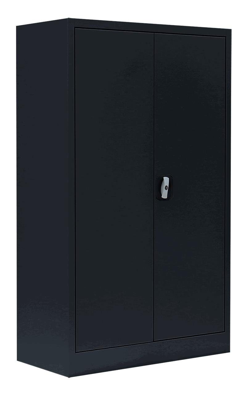 (1-St) schwarz Steelboxx 120x80x38cm Schwarz Metallschrank Montage keine Komplett notwendig Büroschrank Aktenschrank | montiert, abschließbar Mehrzweckschrank