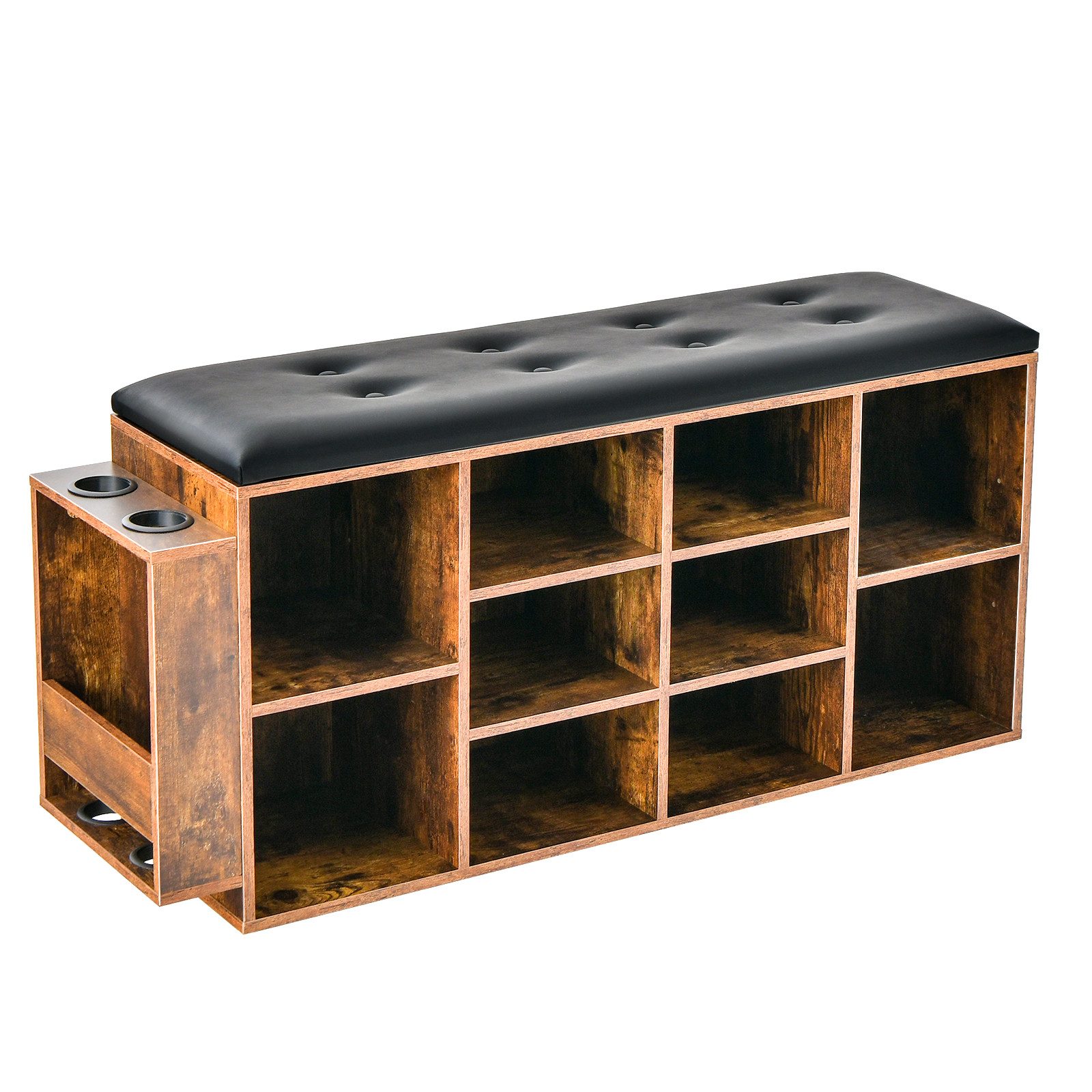 COSTWAY Schuhbank, mit Sitzkissen, Stauraum & Schirmständer, 110cm, Holz günstig online kaufen