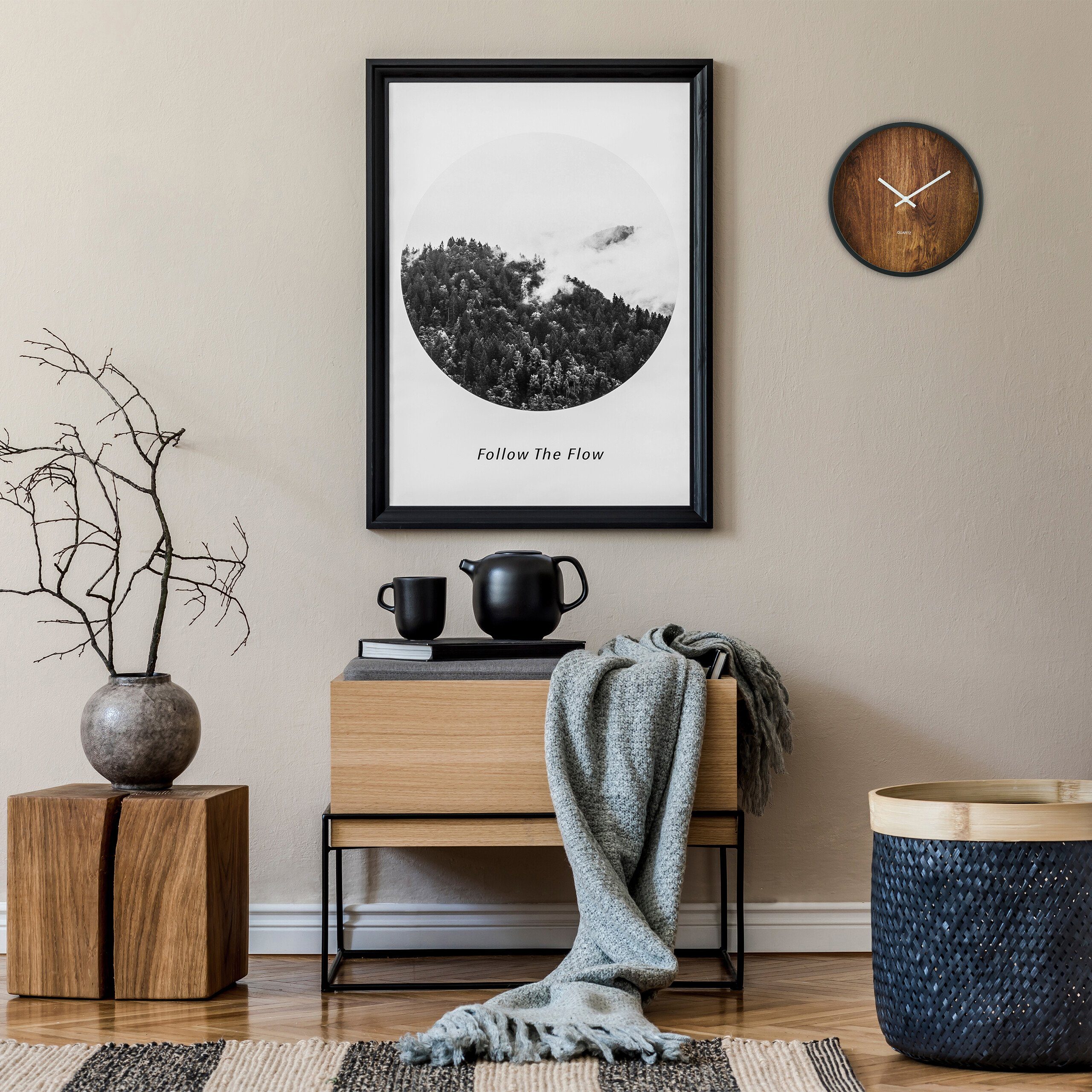 relaxdays Wanduhr Moderne Wanduhr in Holzoptik günstig online kaufen