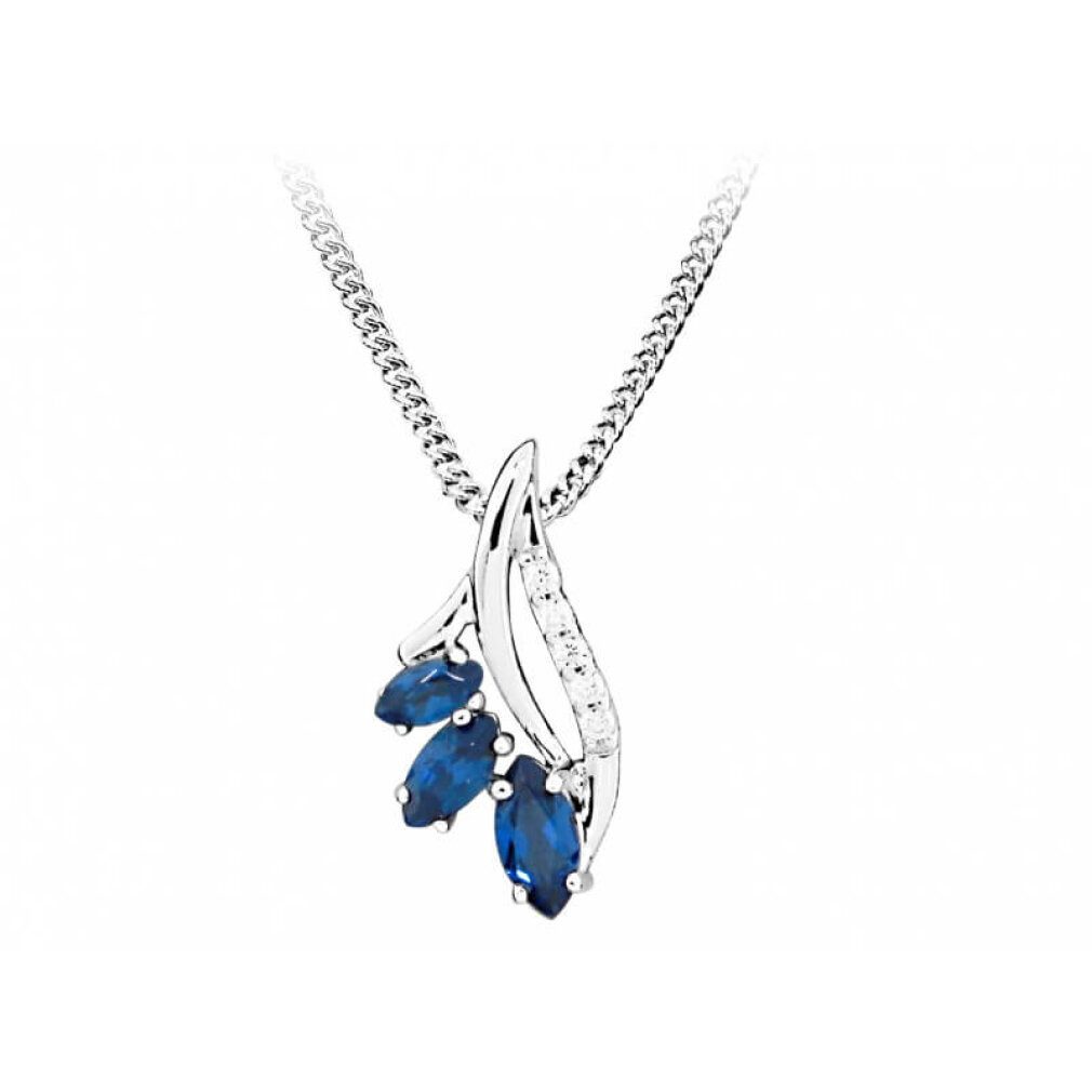 Kette mit Einhänger Fashion necklace with zircons and sapphire crystal SC385