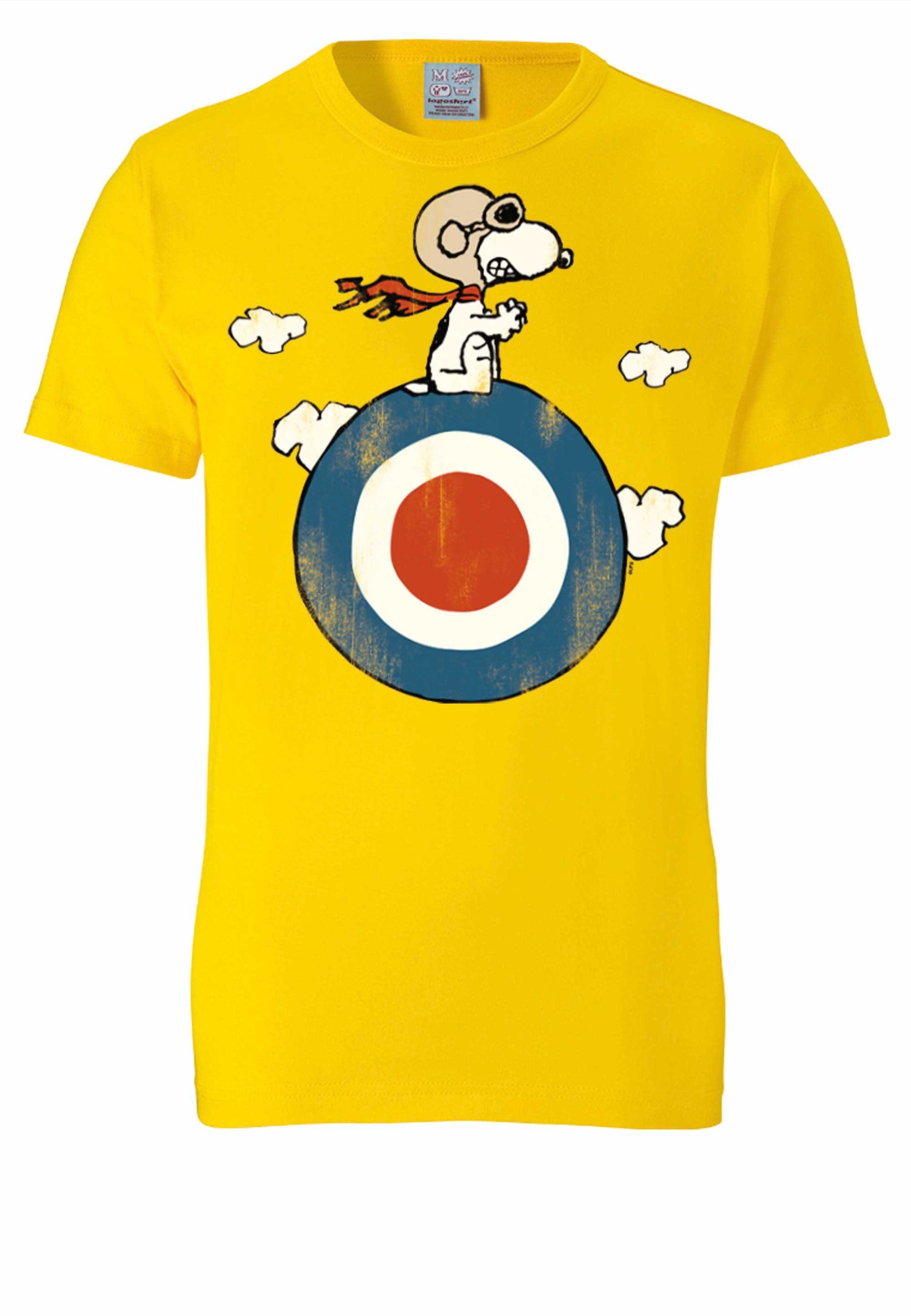 LOGOSHIRT T-Shirt lizenziertem gelb Peanuts mit Print Snoopy 