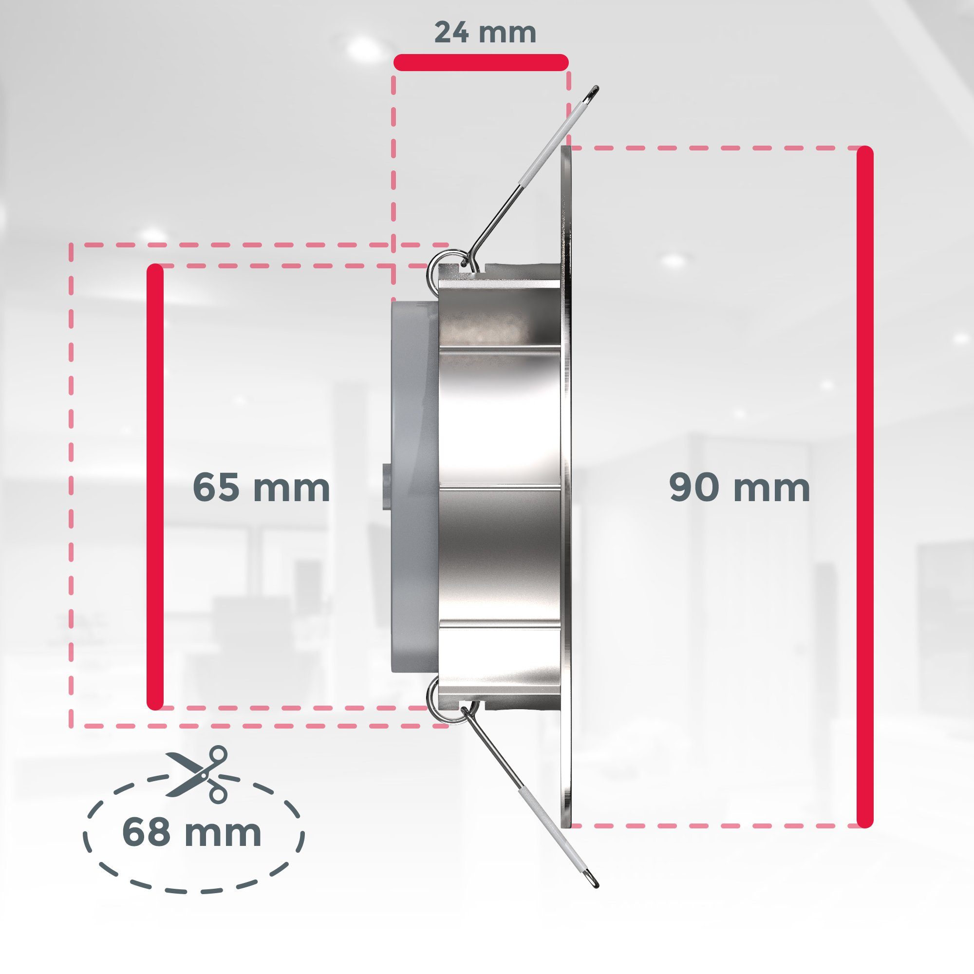 B.K.Licht LED Einbauleuchte 3er Set Einbaustrahler, Schwenkbar, Deckenspots, flache Spots, LED fest integriert, Warmweiß, 3.000K, 480Lm, 4,9W, Kunststoff, 9 x 2,4 cm, Nickel