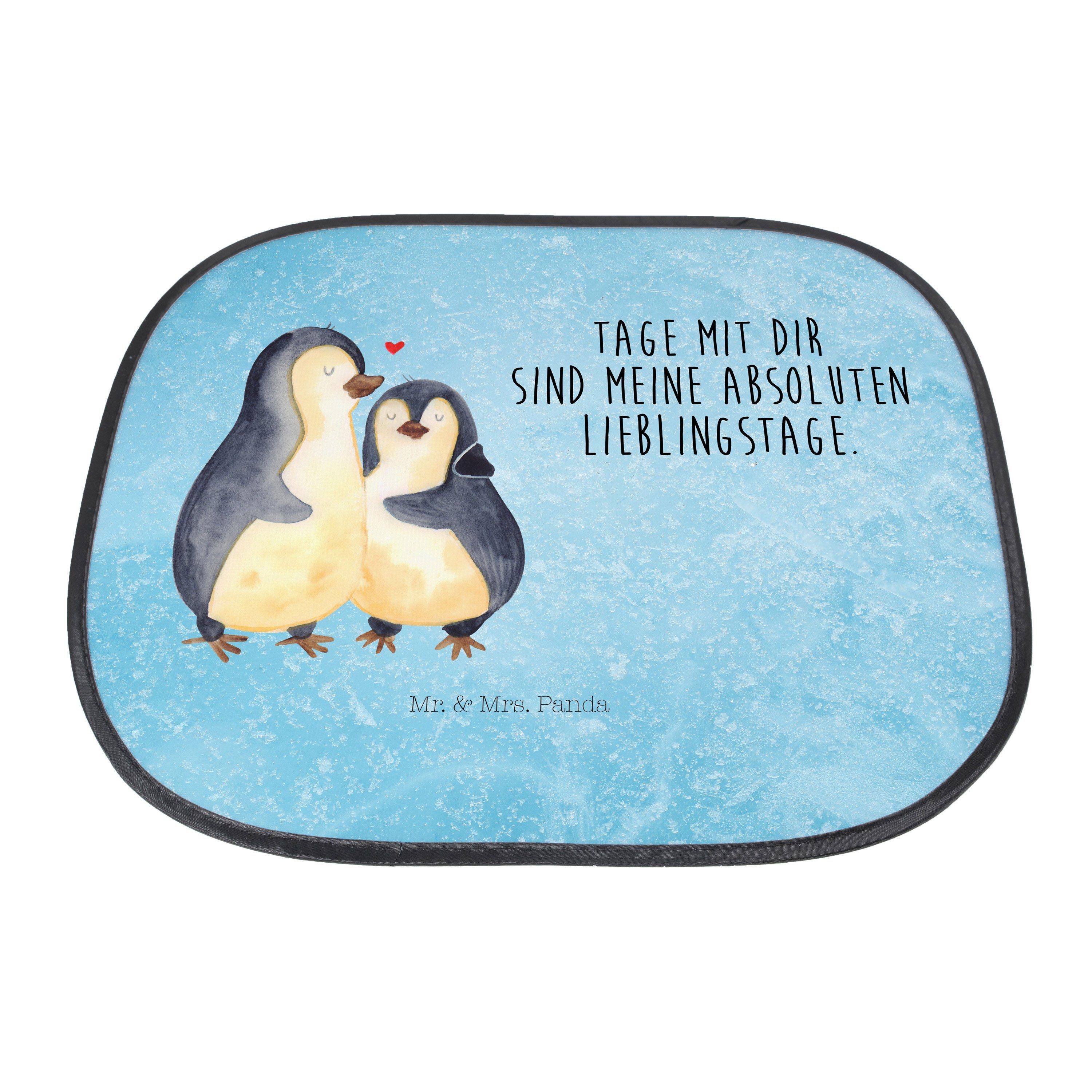 Geschenk, Liebe, Panda, Sonnenschutz Kinder, - Seidenmatt & So, Pinguin - Mr. Mrs. umarmend Eisblau Sonnenschutz