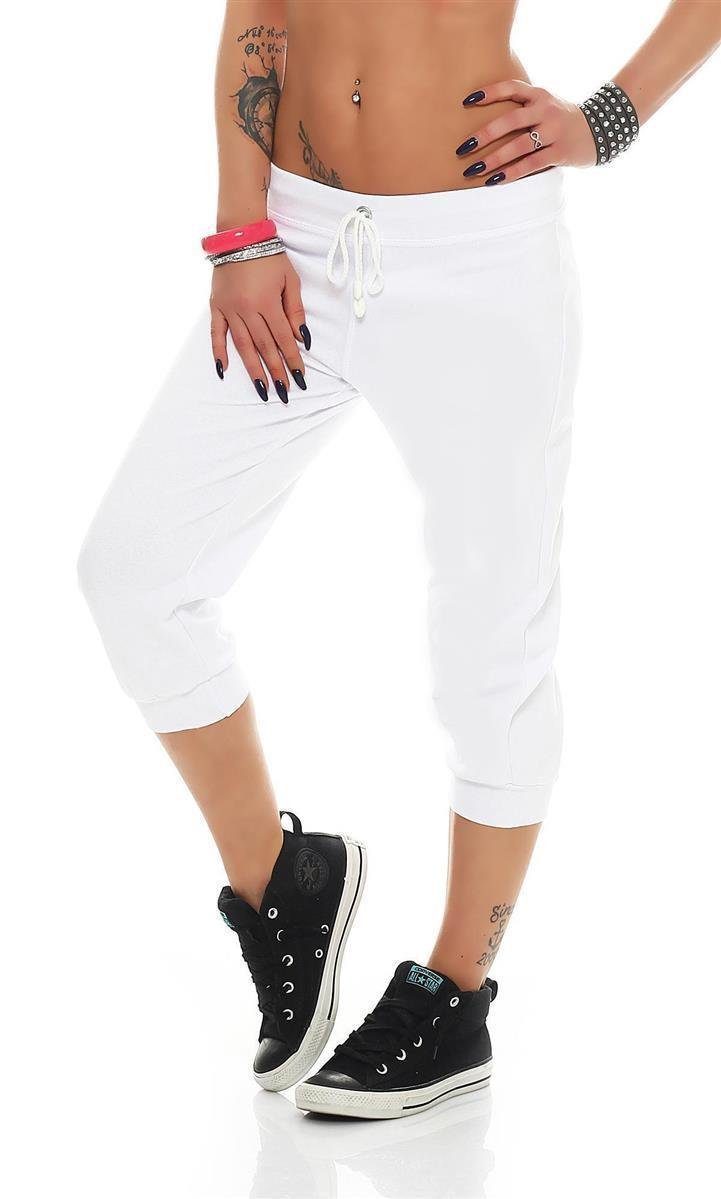 EloModa Jogginghose Damen Jogginghose 3/4 Capri Sport-Hose Baumwolle Gr. XXS XS S M L XL (1-tlg) MADE IN EU