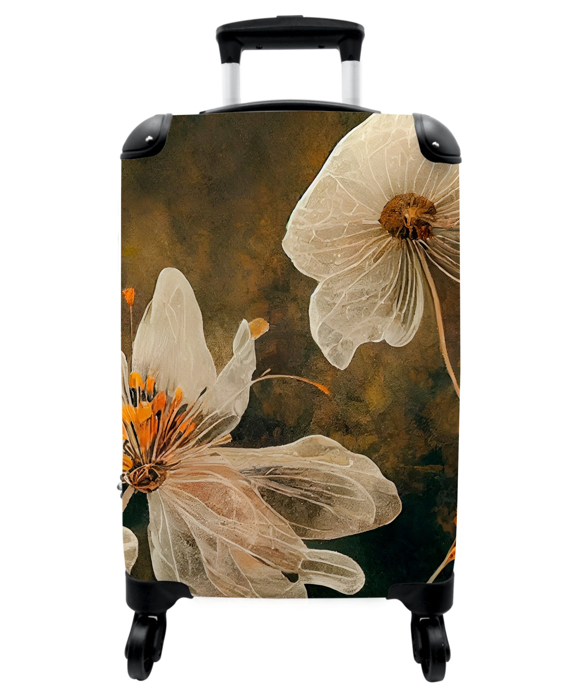 NoBoringSuitcases.com© Handgepäckkoffer 55x35x20cm Blumen - Pflanzen - Natur - Illustration, 4 Rollen, Handgepäck Trolley Rollkoffer Kleine Reisekoffer mit 4 Rollen - Cabin | Handgepäck-Koffer