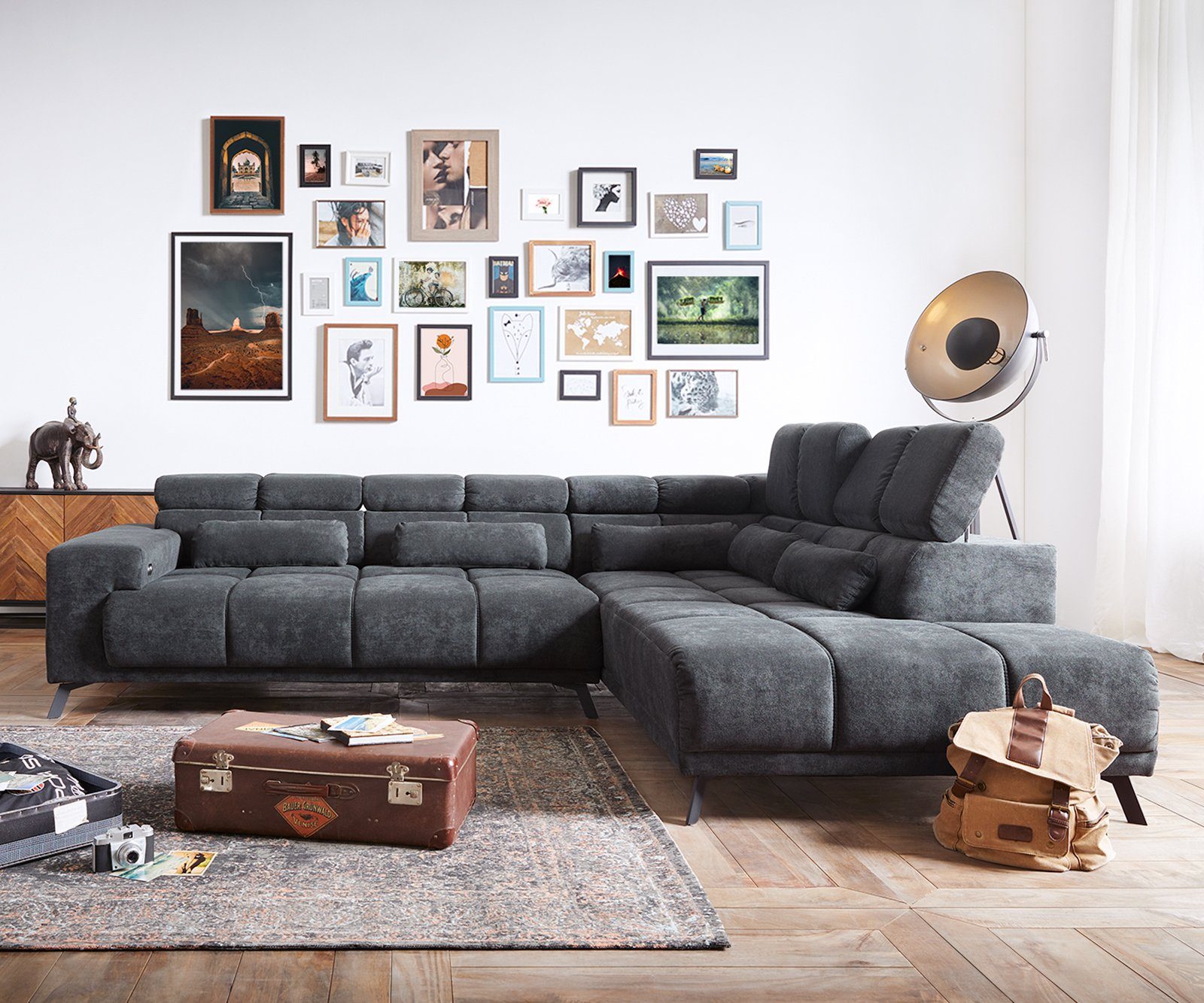 DELIFE Ecksofa Catan, Mikrofaser Anthrazit 295x230 günstig online kaufen