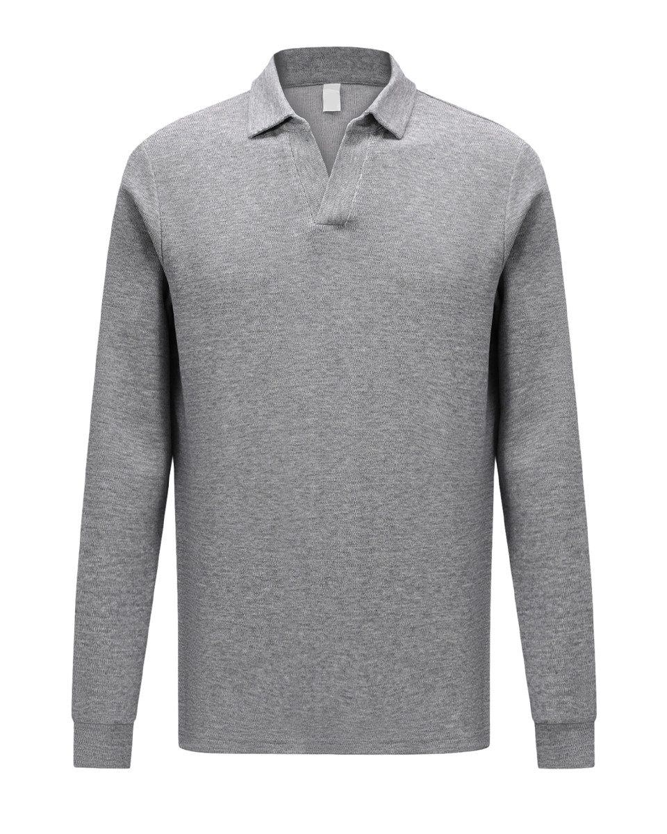 Allthemen Poloshirt mit Zopfmuster langarmshirt Baumwolle Shirt für Winter günstig online kaufen