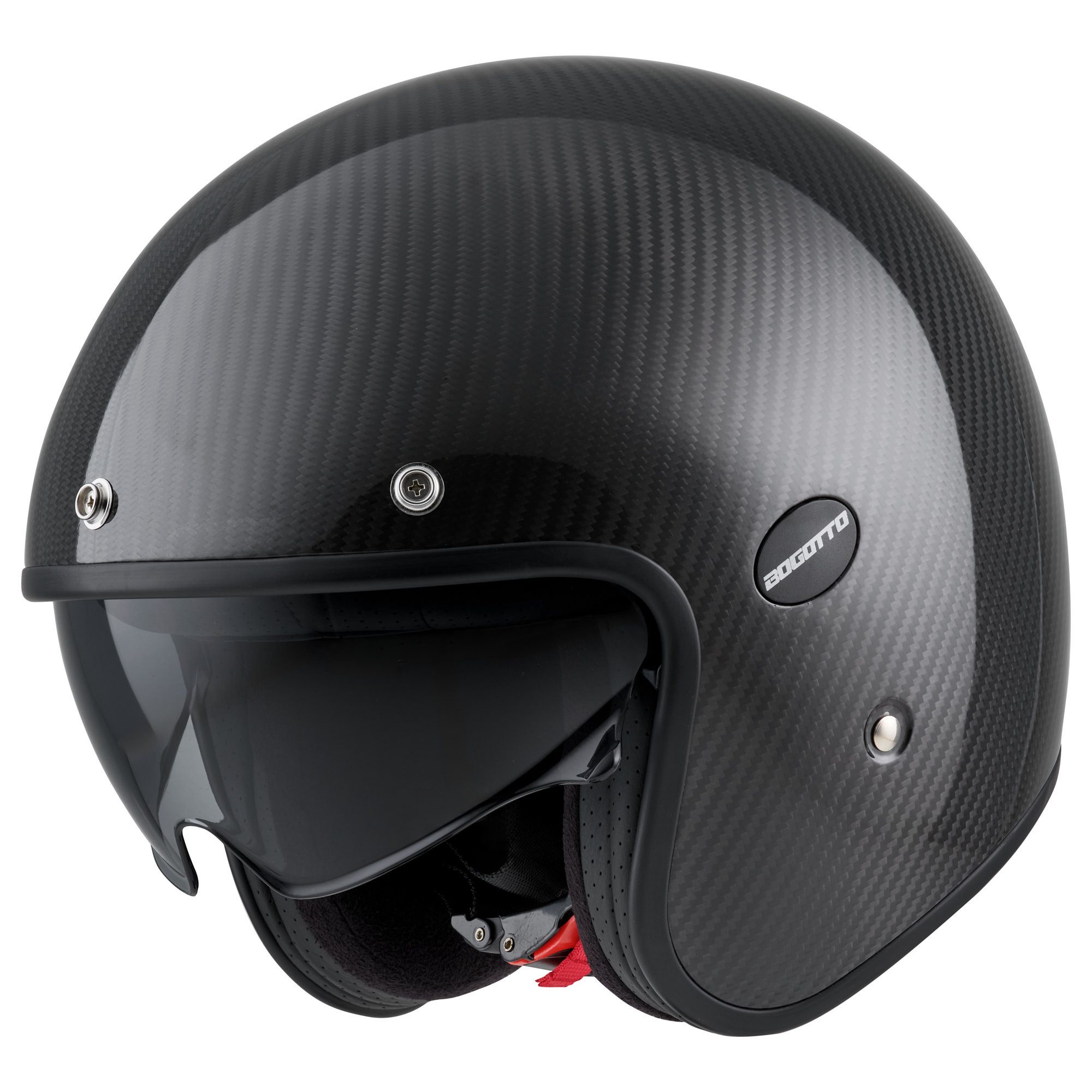Bogotto Motorradhelm H587 Carbon Jethelm, herausnehmbares Innenfutter,integriertes Sonnenvisier