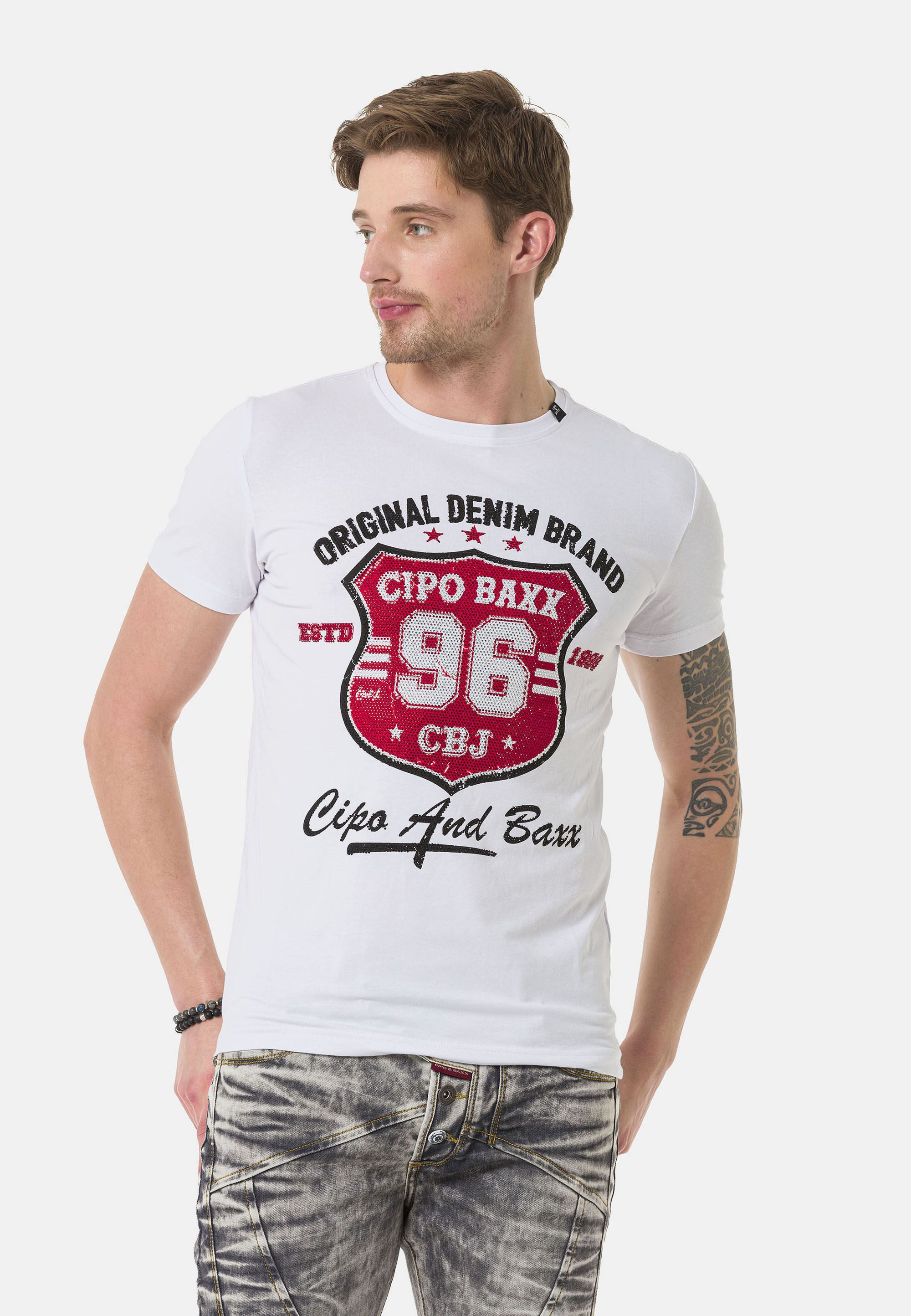 Cipo & Baxx T-Shirt T-Shirt mit großem Wappen-Print günstig online kaufen