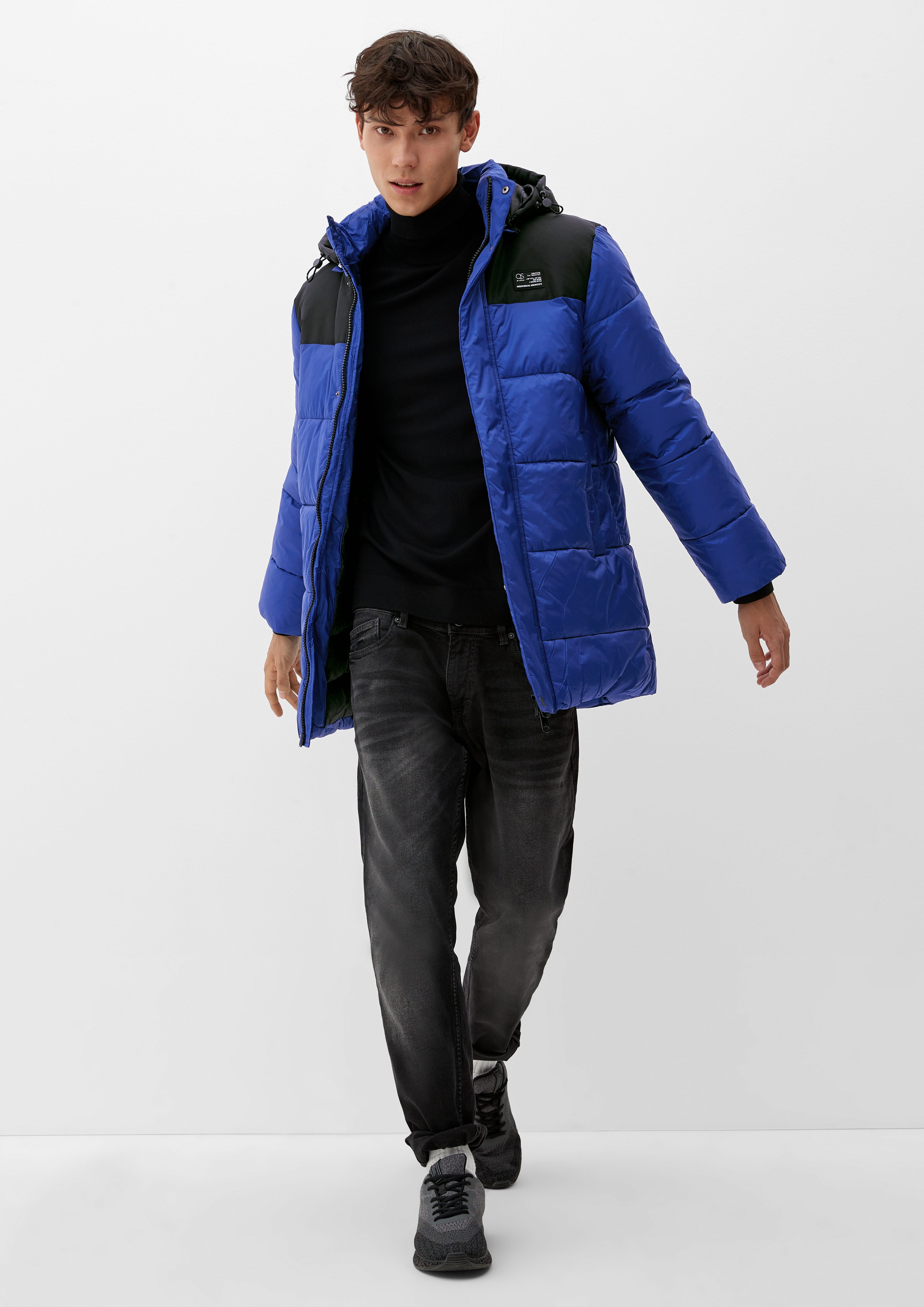Langmantel Puffer-Jacke geschnittene Lang QS blue