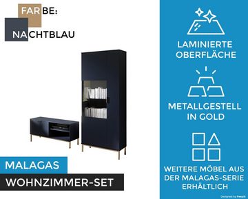 Furnix Wohnzimmer-Set MALAGAS Wohnwand 2 bzw. 4-teilig, TV-Wand mit Goldgestell, (Spar-Set, 2-St), 2 Teile: B170x H190 x T41 cm /4 Teile: B290 x H190 x T41 cm
