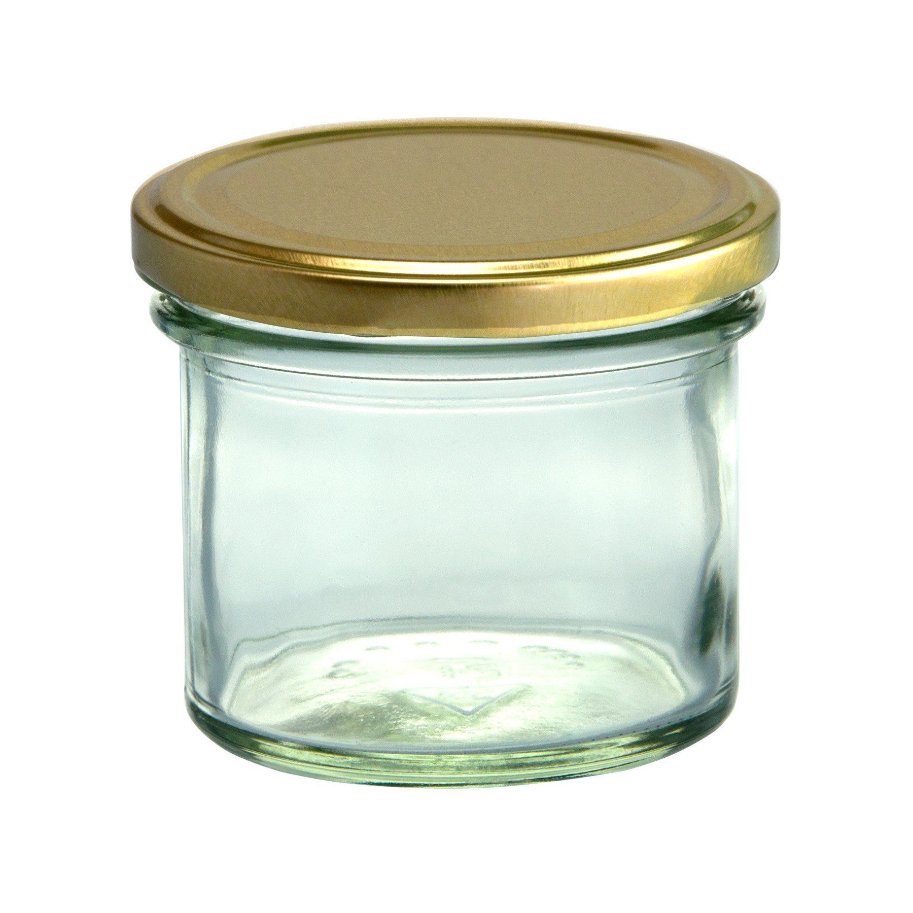Marmeladenglas Sturzglas Einmachglas 12er 125 Set Deckel, Einmachglas goldener ml Glas MamboCat