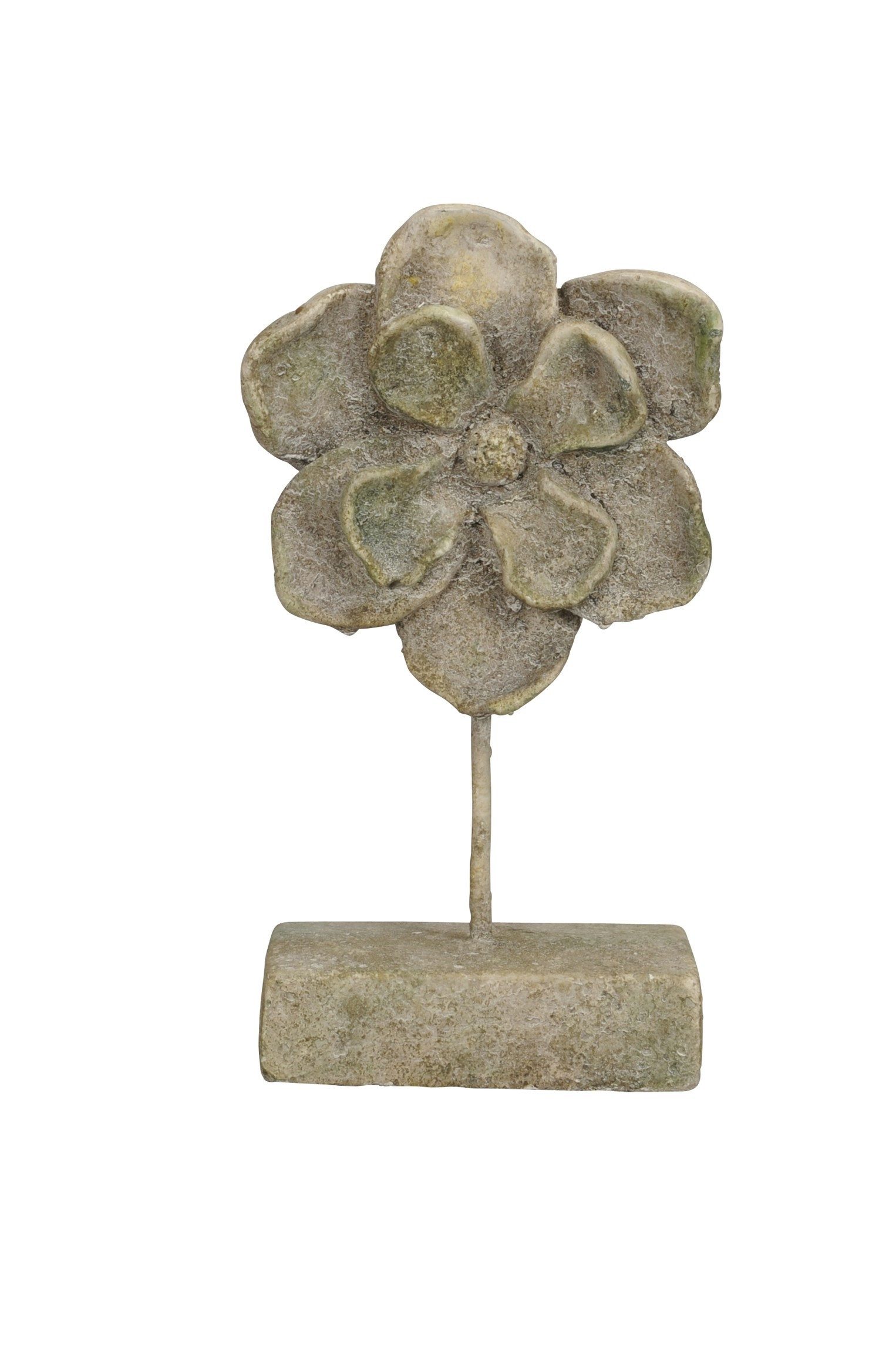 Dekoobjekt Blume auf Fuß Zement grau/braun Skulptur 14x9cm H27cm +20x9cm H34cm