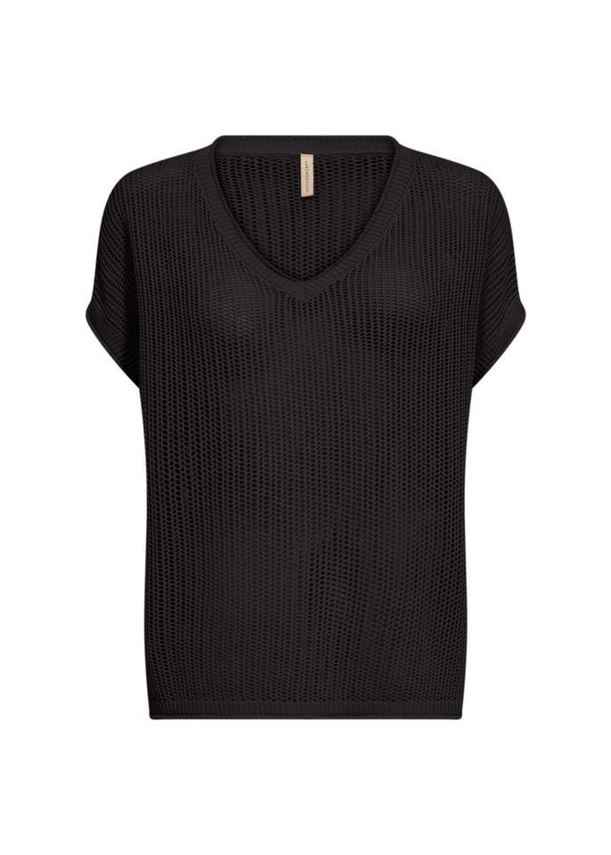 Strickpullover - Kurzarmshirt im Stricklook in Unifarben
