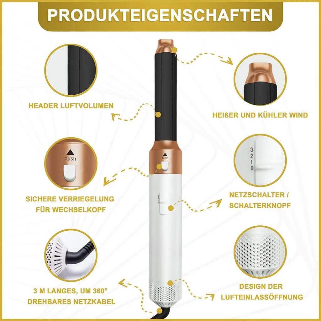 GLATO Multihaarstyler Airstyler, Warmluftbürste, Haarstyler 5 in 1, Lockenstab, Damengeschenk, Hochwertige Vearbeitung