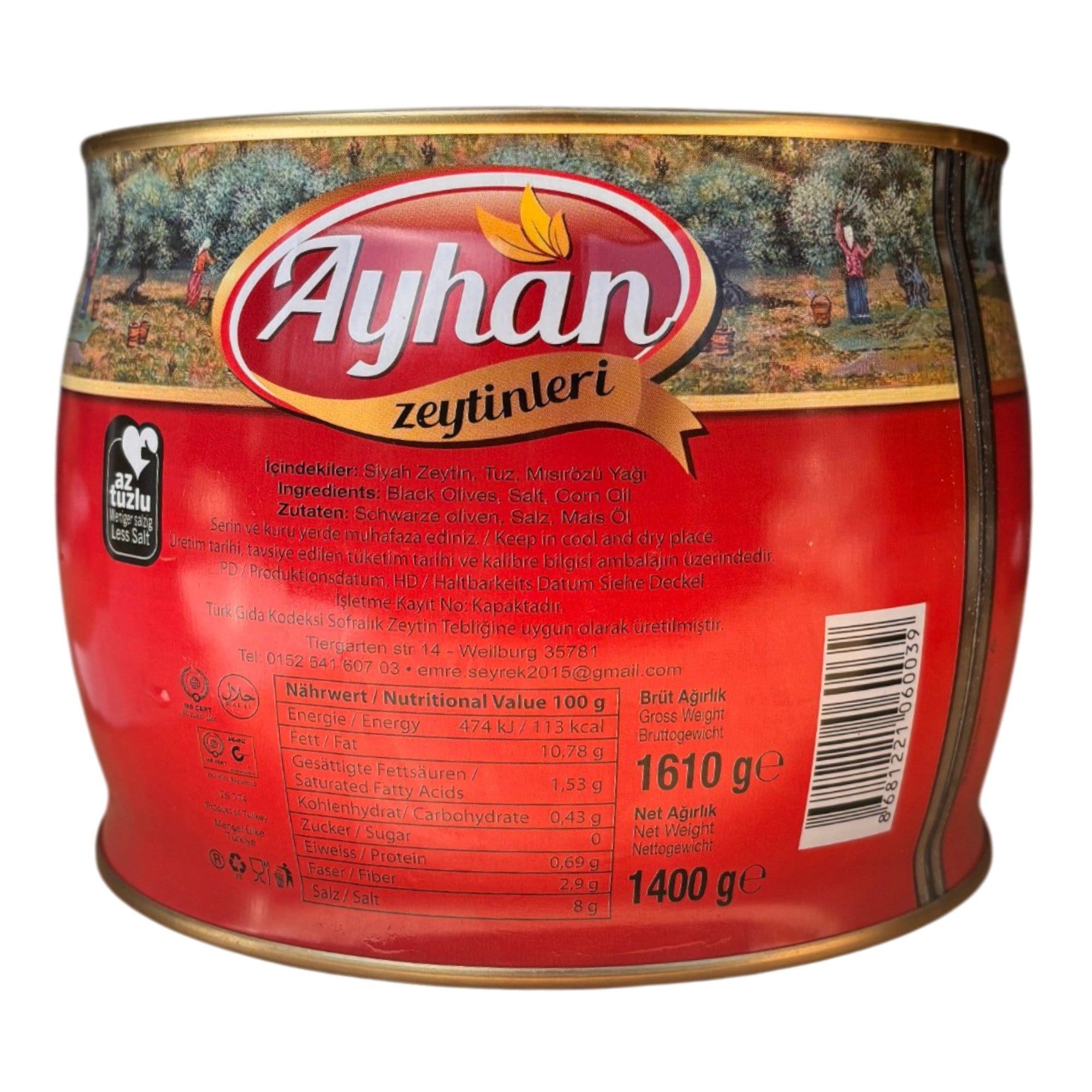 Öz Natur Antipasti, Schwarze Oliven Large (Manisa Akhisar) 1400g