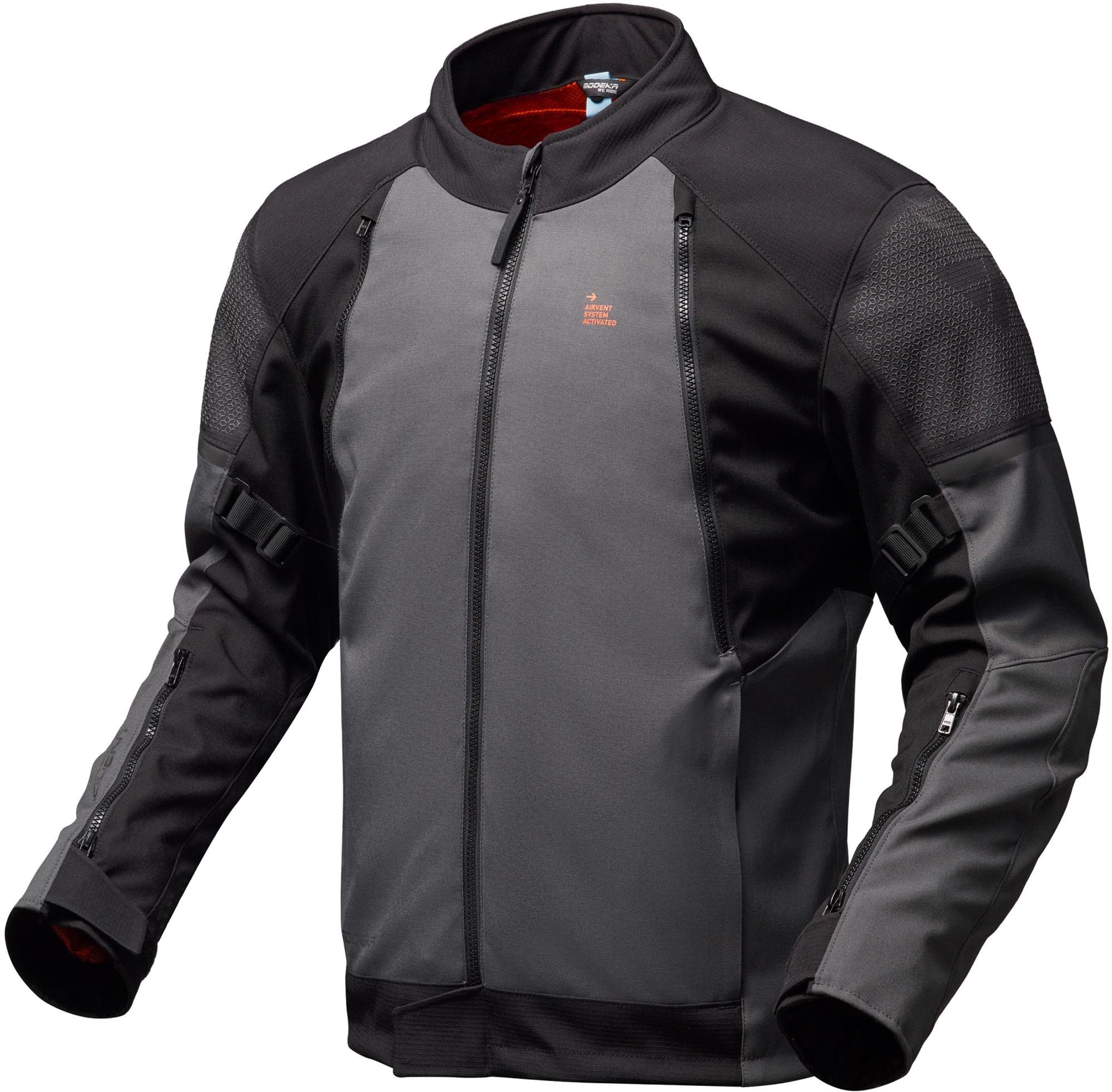 Modeka Motorradjacke Muva Motorrad Textiljacke Airbag vorbereitet,Verbindungsreißverschluss,Ellenbogenprotektore