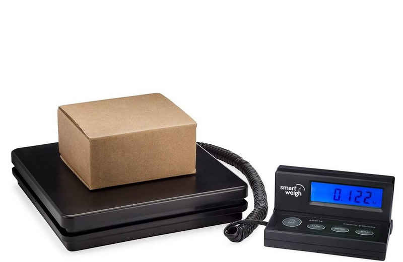 Zedelmaier Feinwaage Digitale Packetwaage Postwaage mit wandmontierbarem LCD-Display, (Wand Display Paketwaage), Briefwaage bis 50kg, d=2g, Robustes ABS, Batterien inklusive