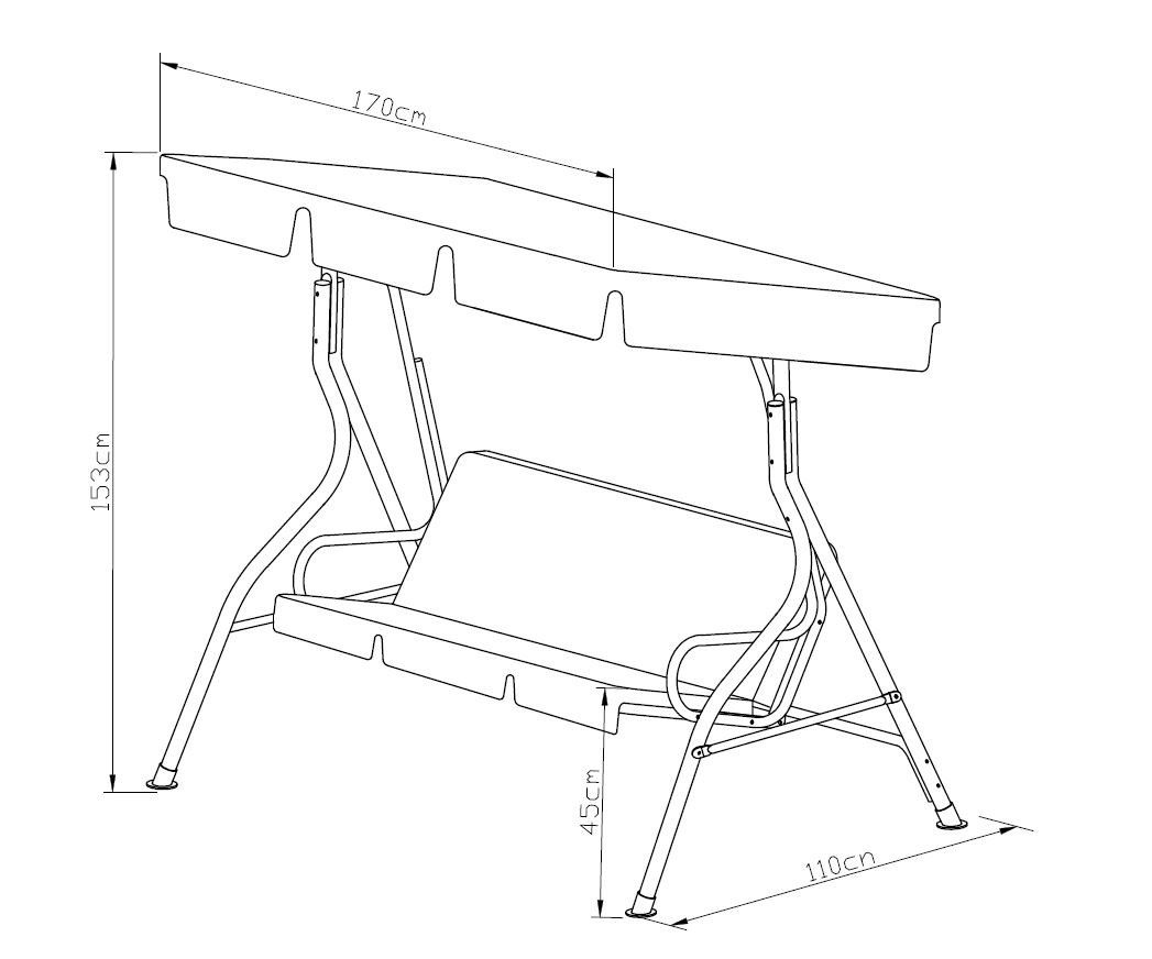 DEGAMO Hollywoodschaukel FLORIDA, 3-Sitzer, 1 tlg., 170cm, Farbe grau / beige, verstellbares Dach