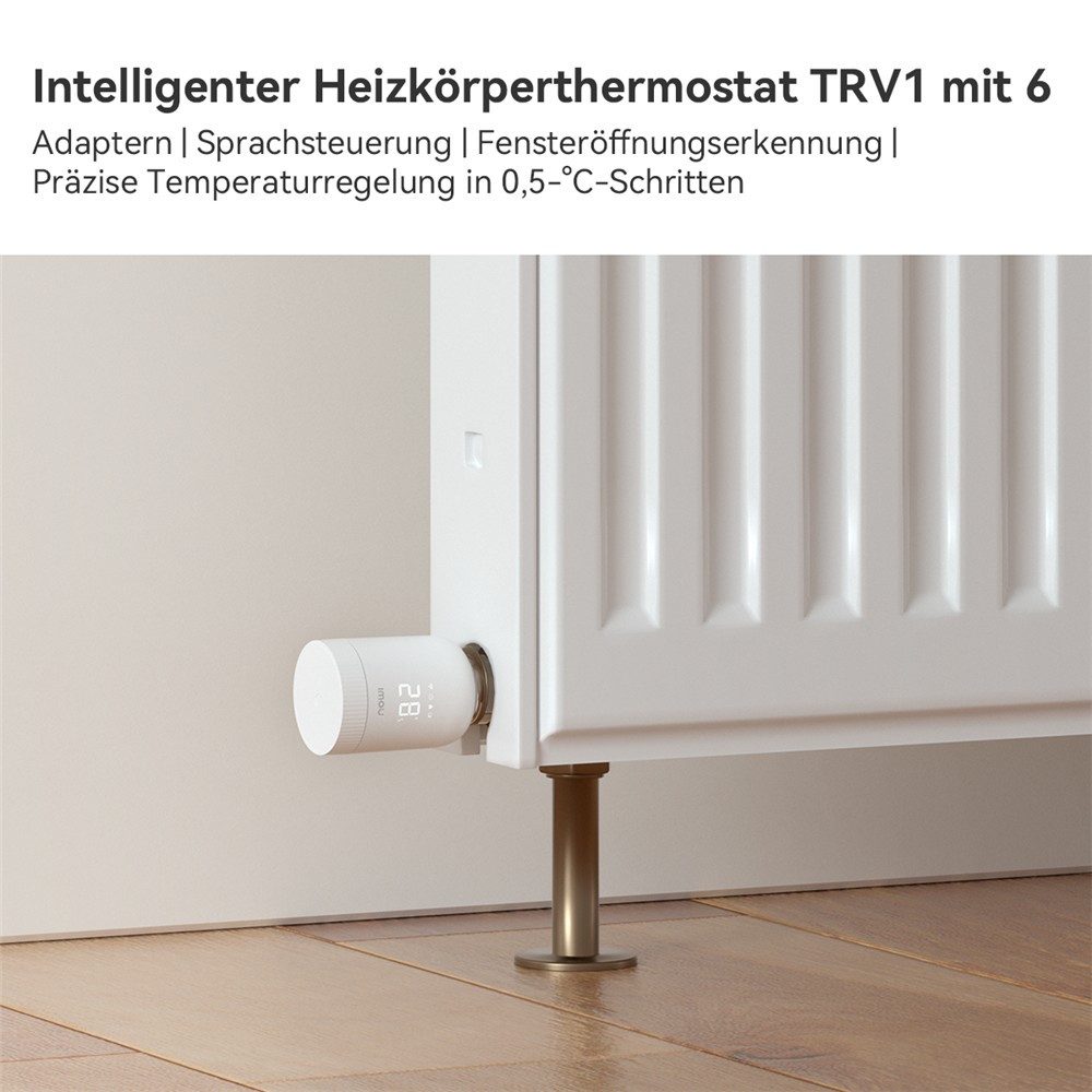 Imou Heizkörperthermostat TRV1 Smart, ZigBee 3.0, App-Steuerung, Fenstererkennung, Geofencing, (inkl. Adapter-Set) Smart Home, Weiß