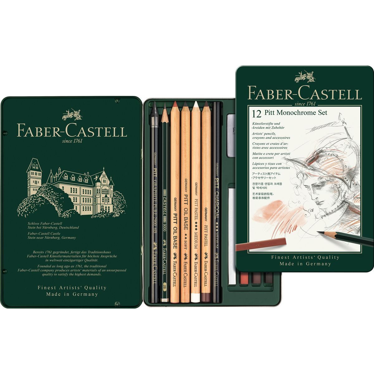 Faber-Castell Polychromos FABER-CASTELL Zeichenset Pitt Monochrome 12 Stück