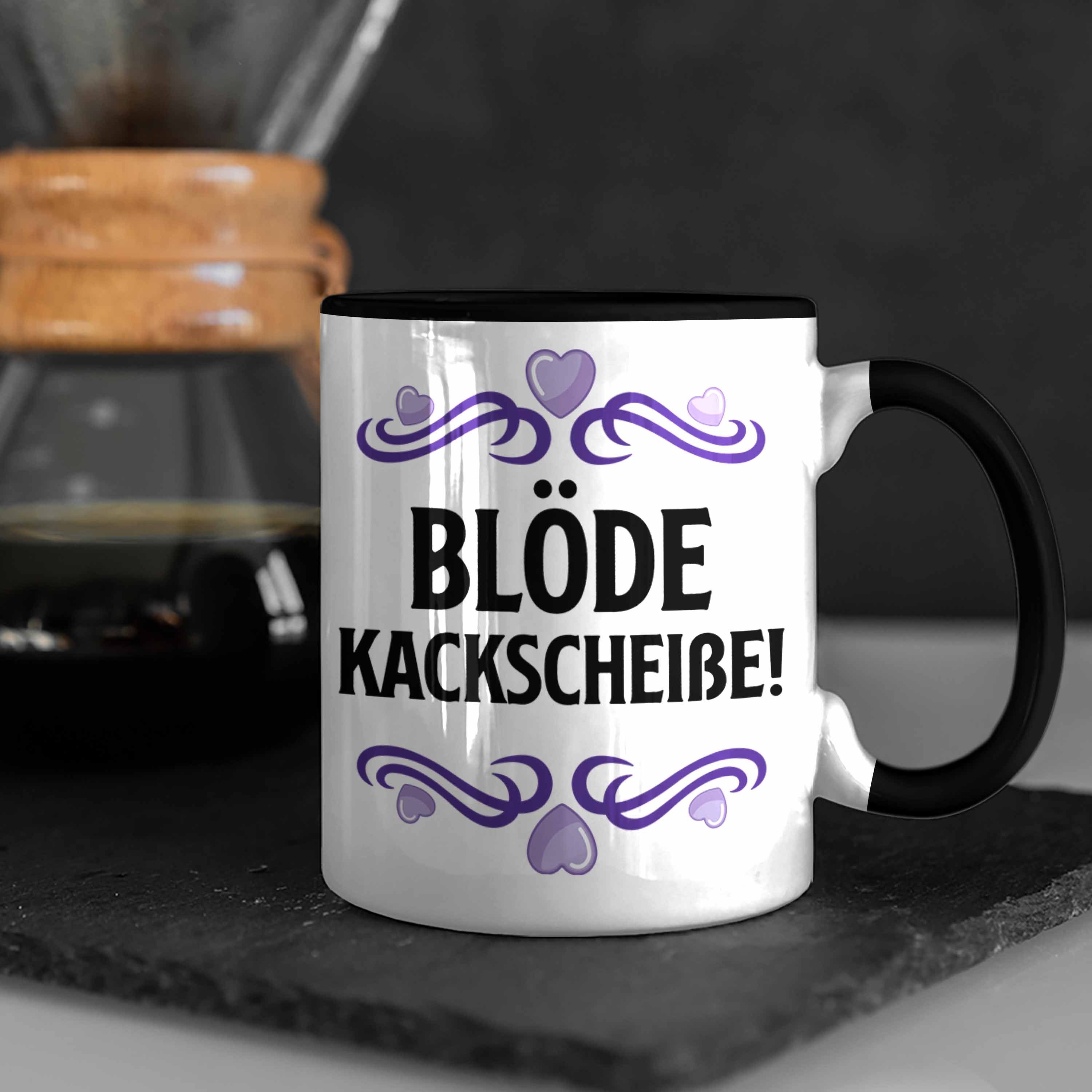Trendation Tasse Trendation - Blöde Schwarz Becher Jeden Hasse Ich Ka**Sch** Tasse Kaffeetasse