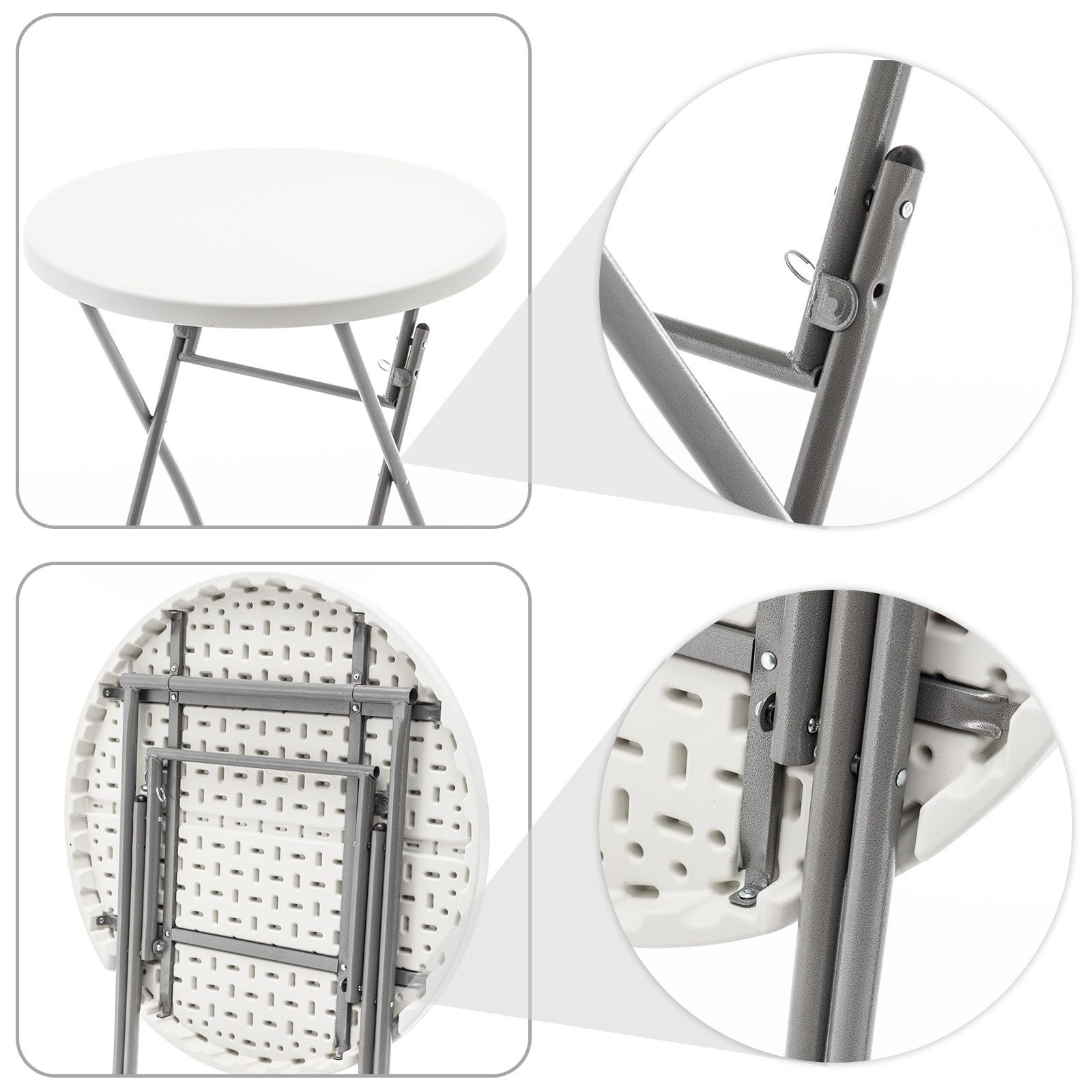 Kubus Campingtisch Lugo, Runder Klapptisch Ø80 cm, Ideal für Garten, Balkon & Events, Kompaktes Klappdesign mit geringem Gewicht
