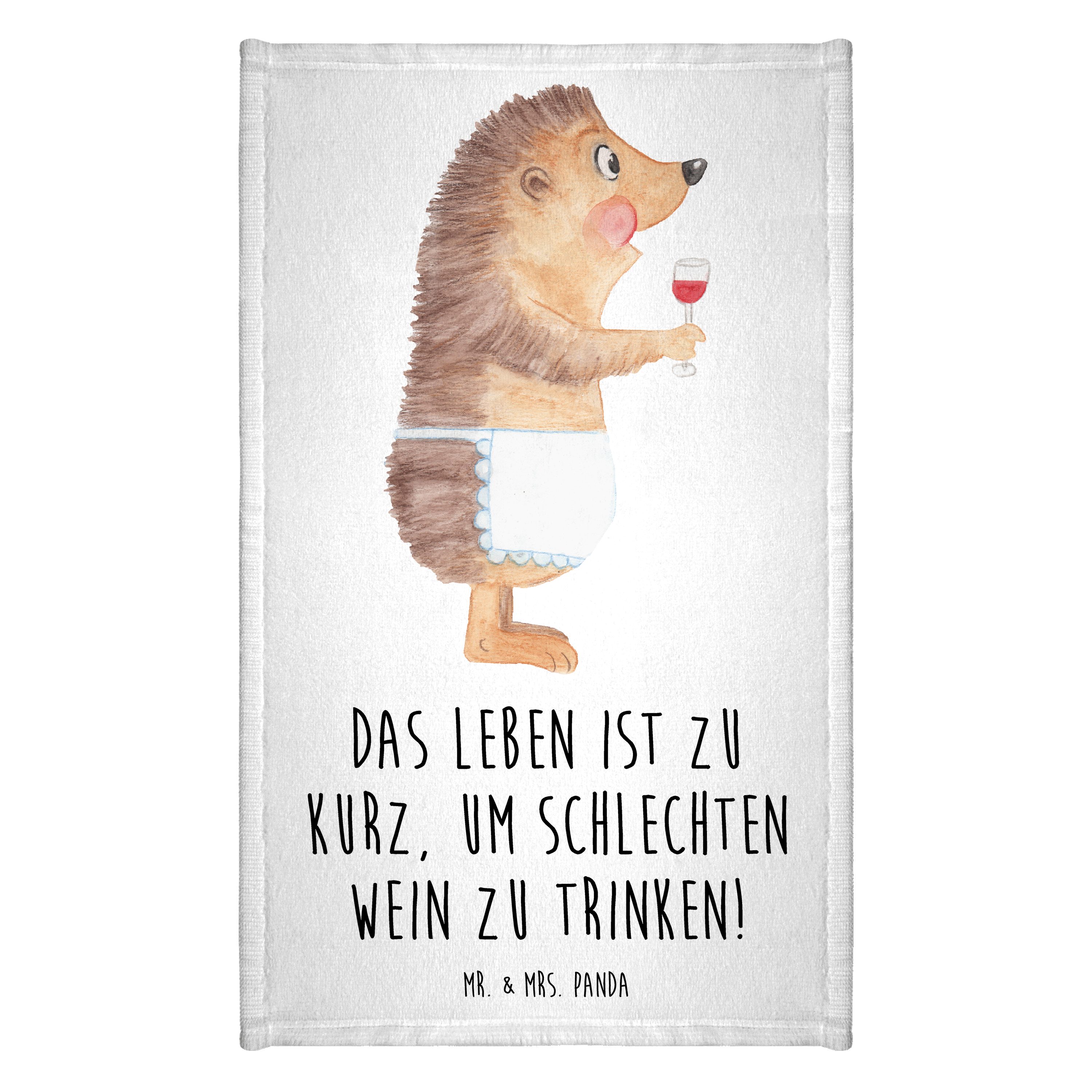 Handtuch Igel Wein - Weiß - Geschenk, Wein Deko, Sport Handtuch, Wein trinken