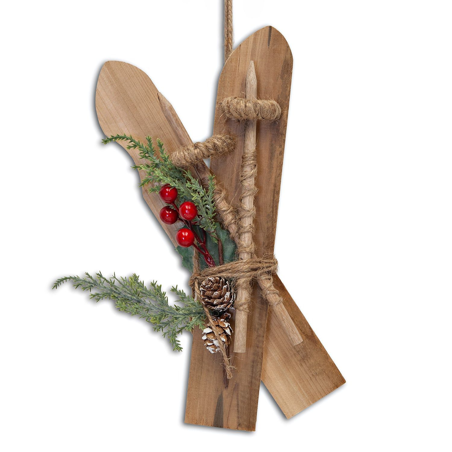 Logbuch-Verlag Baumbehang Ski Weihnachtsanhänger Holz mit Juteschleife ca. 14 x 28 cm