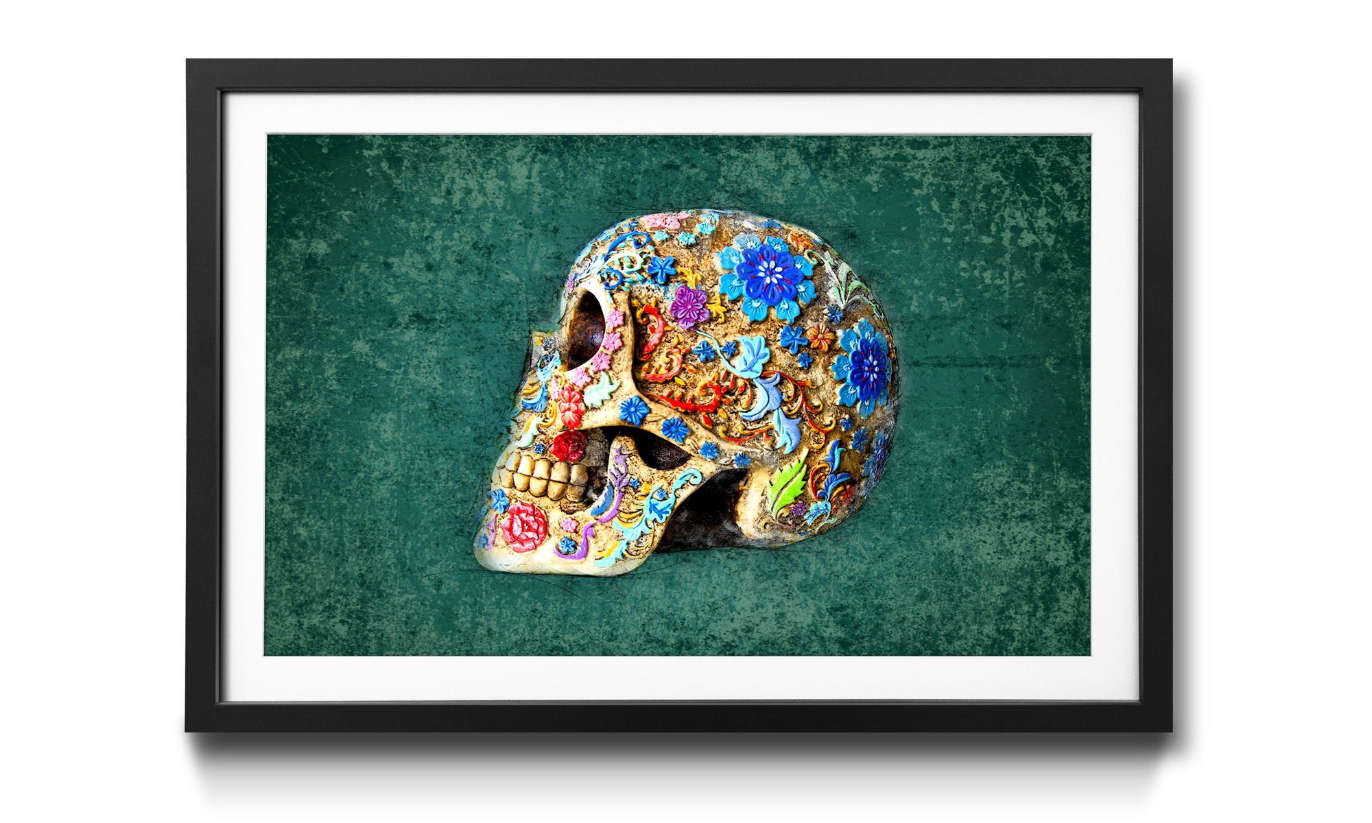 WandbilderXXL Bild mit Rahmen Colorful Skull, Tierschädel, Wandbild, in 4 Größen erhältlich