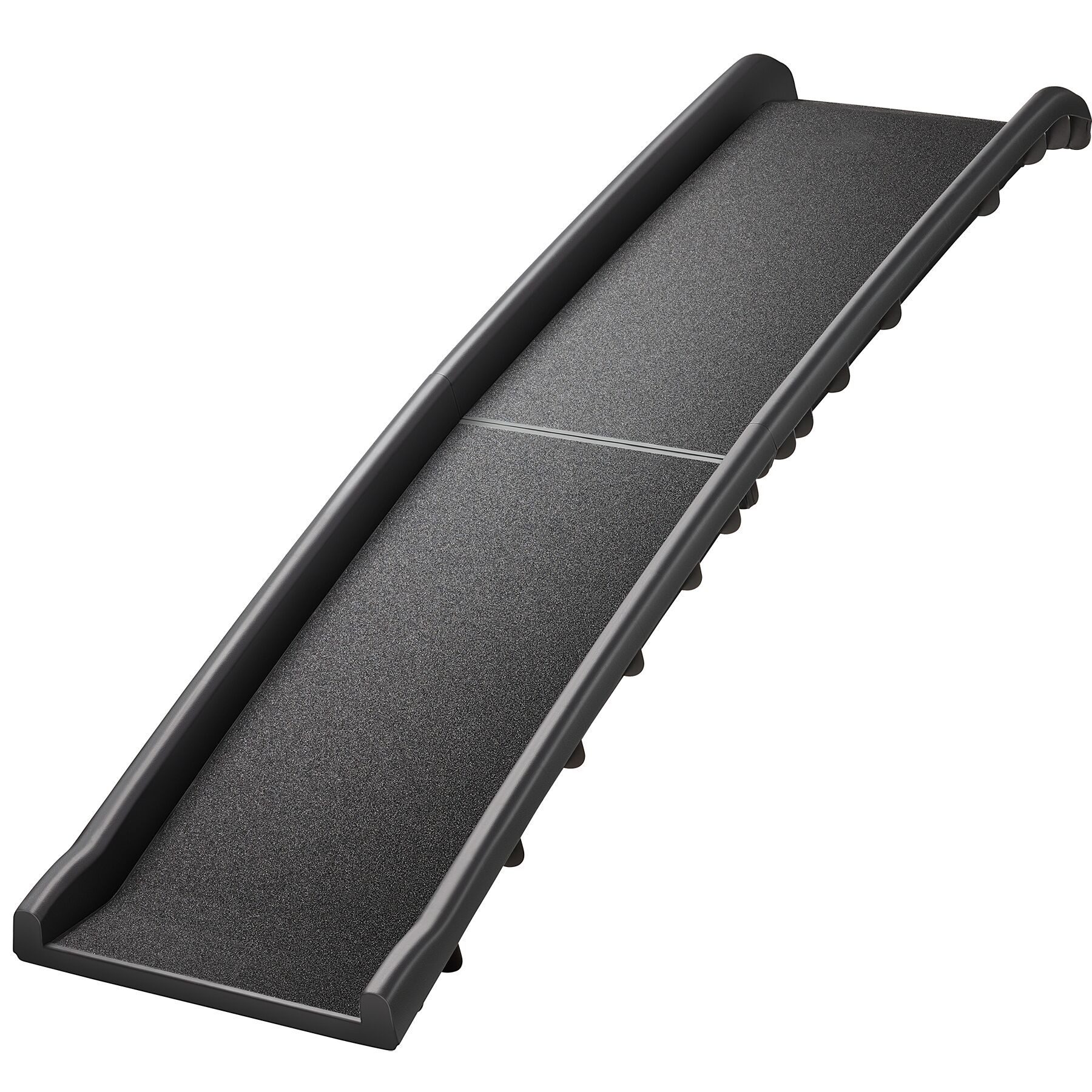 tectake Hunderampe Einstiegsrampe für Hunde, 155 x 40 x 14 cm, klappbar und rutschfest (Klapprampe Paw Step, in schwarz), Belastbarkeit 90 kg, mit kunststoffummantelten Trageschlaufen