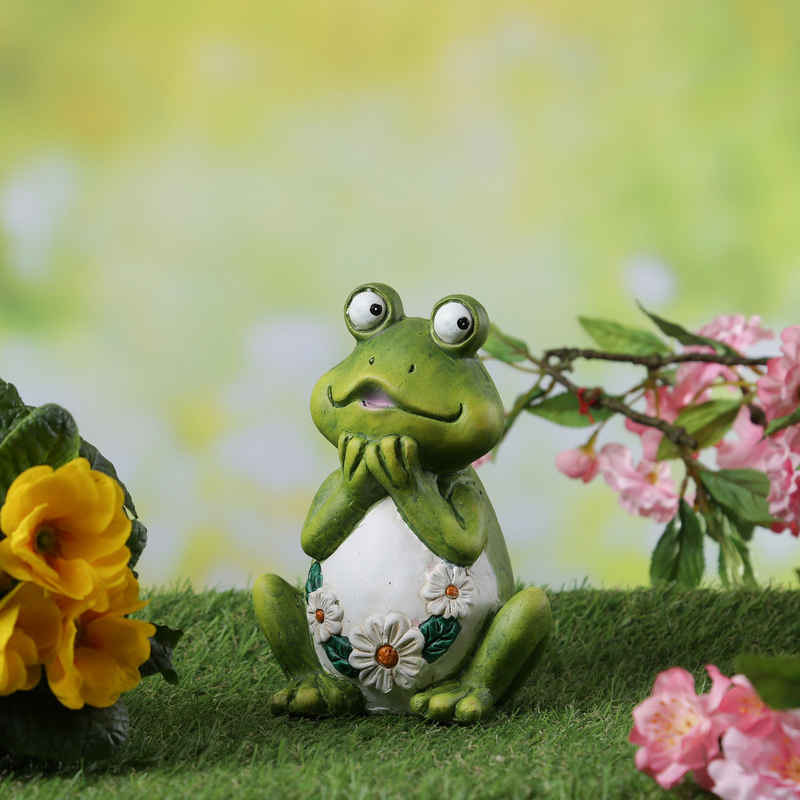 MARELIDA Gartenfigur verträumter Frosch Rosie Dekofigur Tierfigur für Beet Gartendeko 16cm