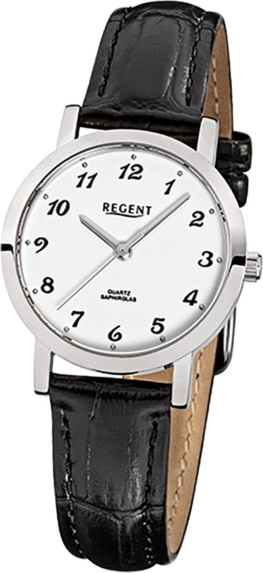 Damen Uhren Regent Quarzuhr D2URF514 Regent Leder Damen Uhr F-514 Quarzuhr, Damenuhr mit Lederarmband, rundes Gehäuse, klein (ca