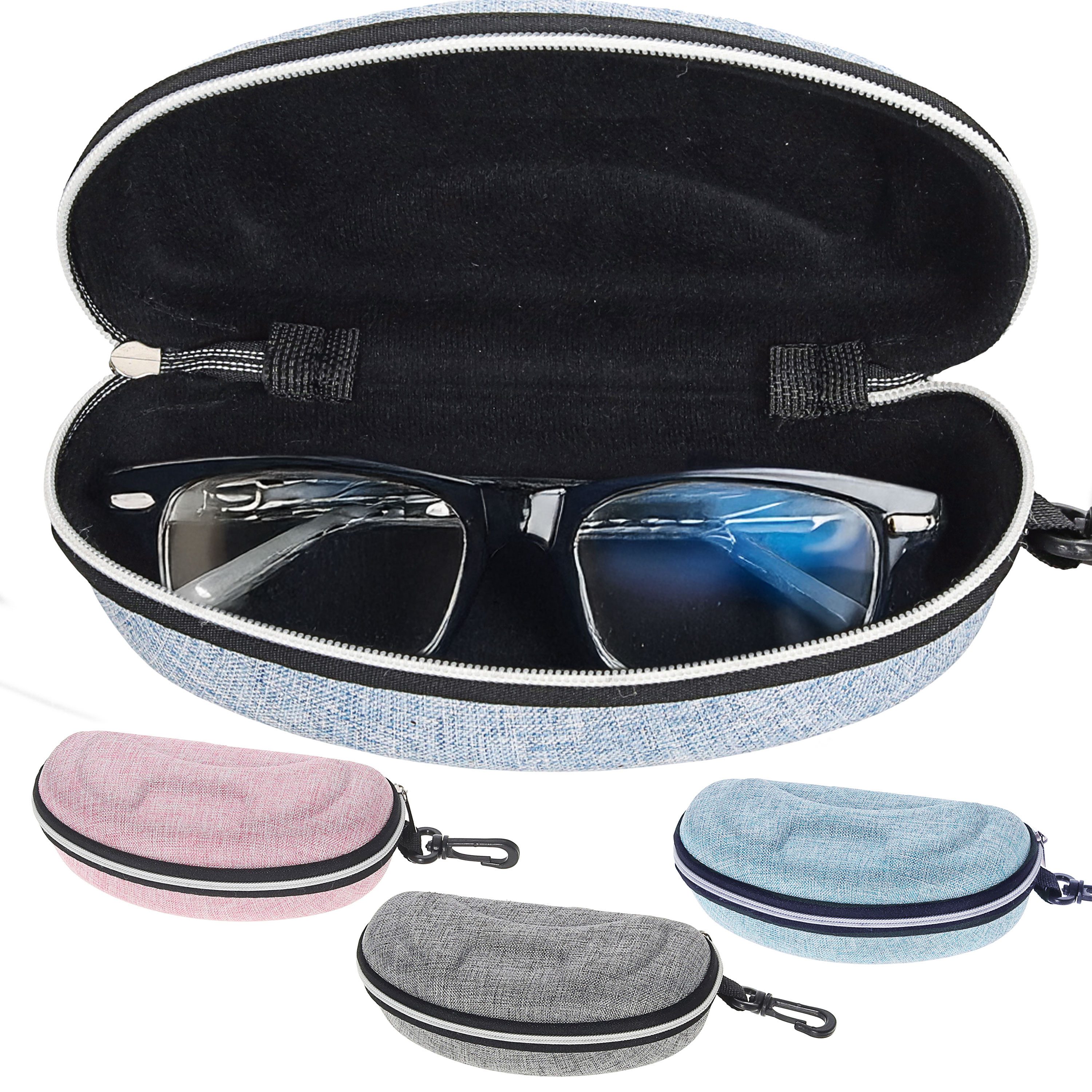 CEPEWA Brillenetui Brillenetui 3er Set Leinenoptik Reisverschluss PVC 16x7x5cm PVC