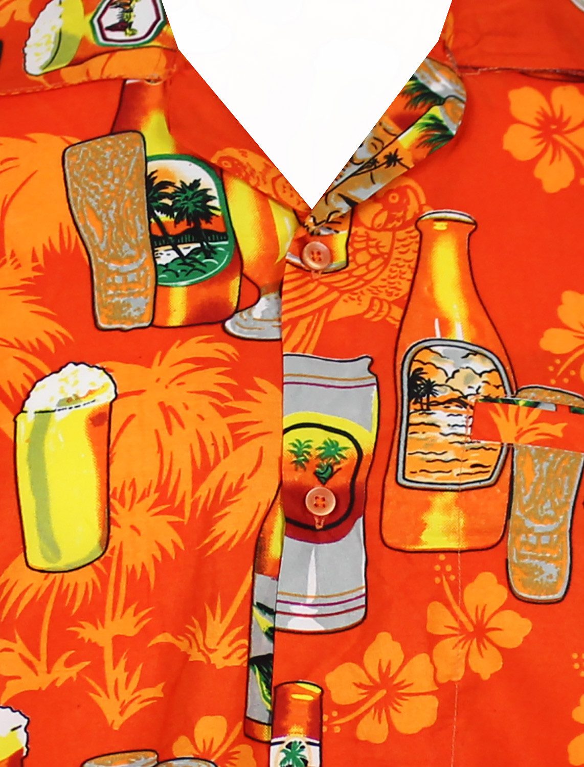King Kameha Hawaiihemd "Beerbottle" Funky Hawaii-Hemd Herren Kurzarm Front-Tasche Stylish